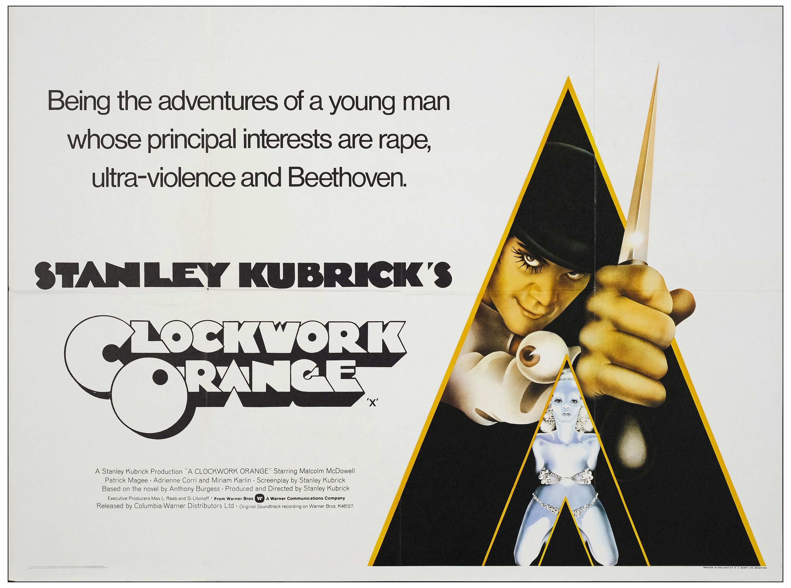 A CLOCKWORK ORANGE - British Quad (30" x 40" ); Very Fine+ Folded