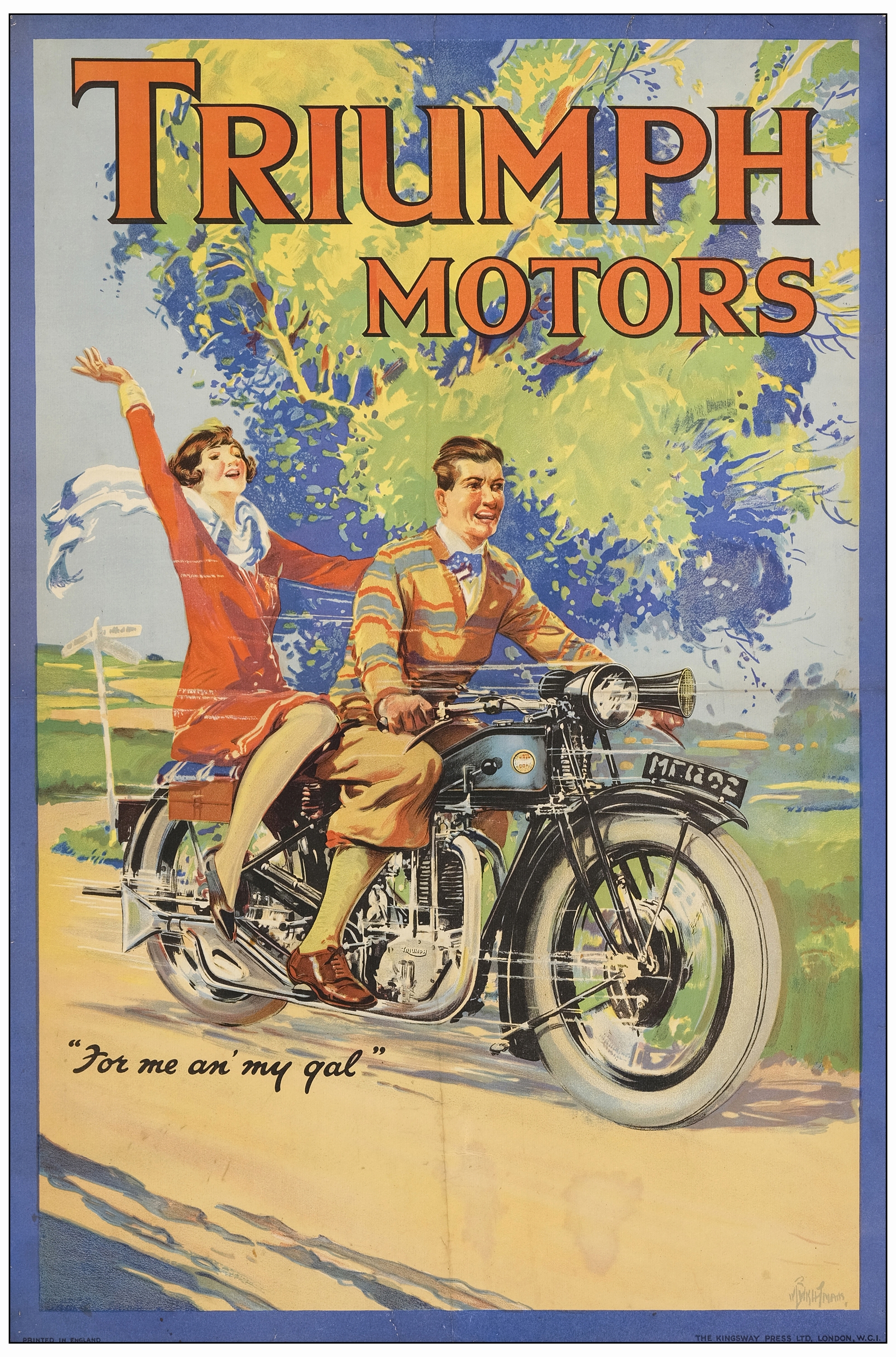 TRIUMPH MOTORS - Advertising Poster (29.75" x 19.5"); Very Fine- on Linen