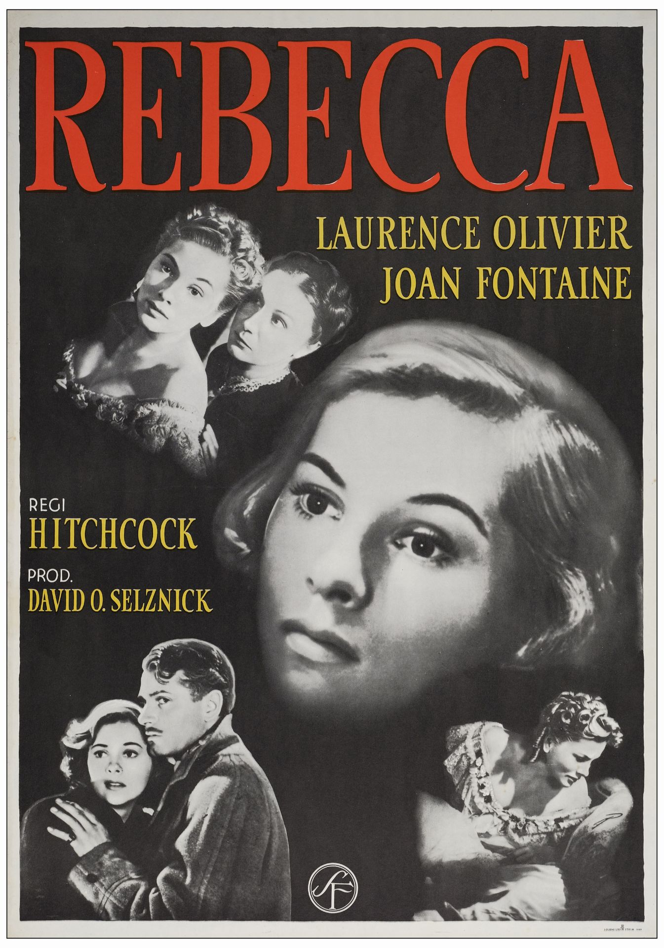 REBECCA - Swedish One Sheet (27.5" x 39.5" ); Very Fine Rolled