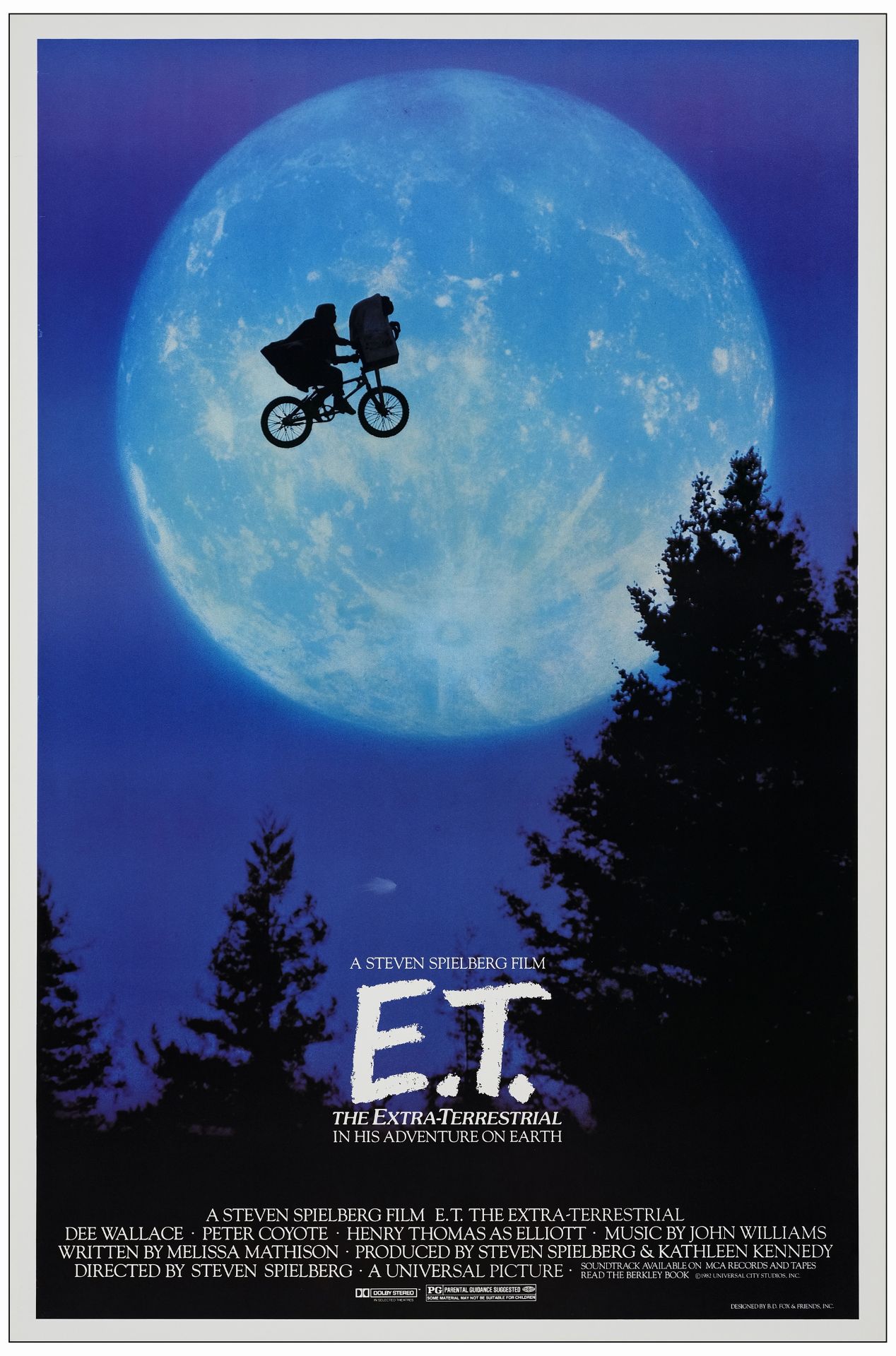 E.T. THE EXTRA-TERRESTRIAL - One Sheet (26.75" x 40.5"); Bicycle Style; Very Fine+ Rolled