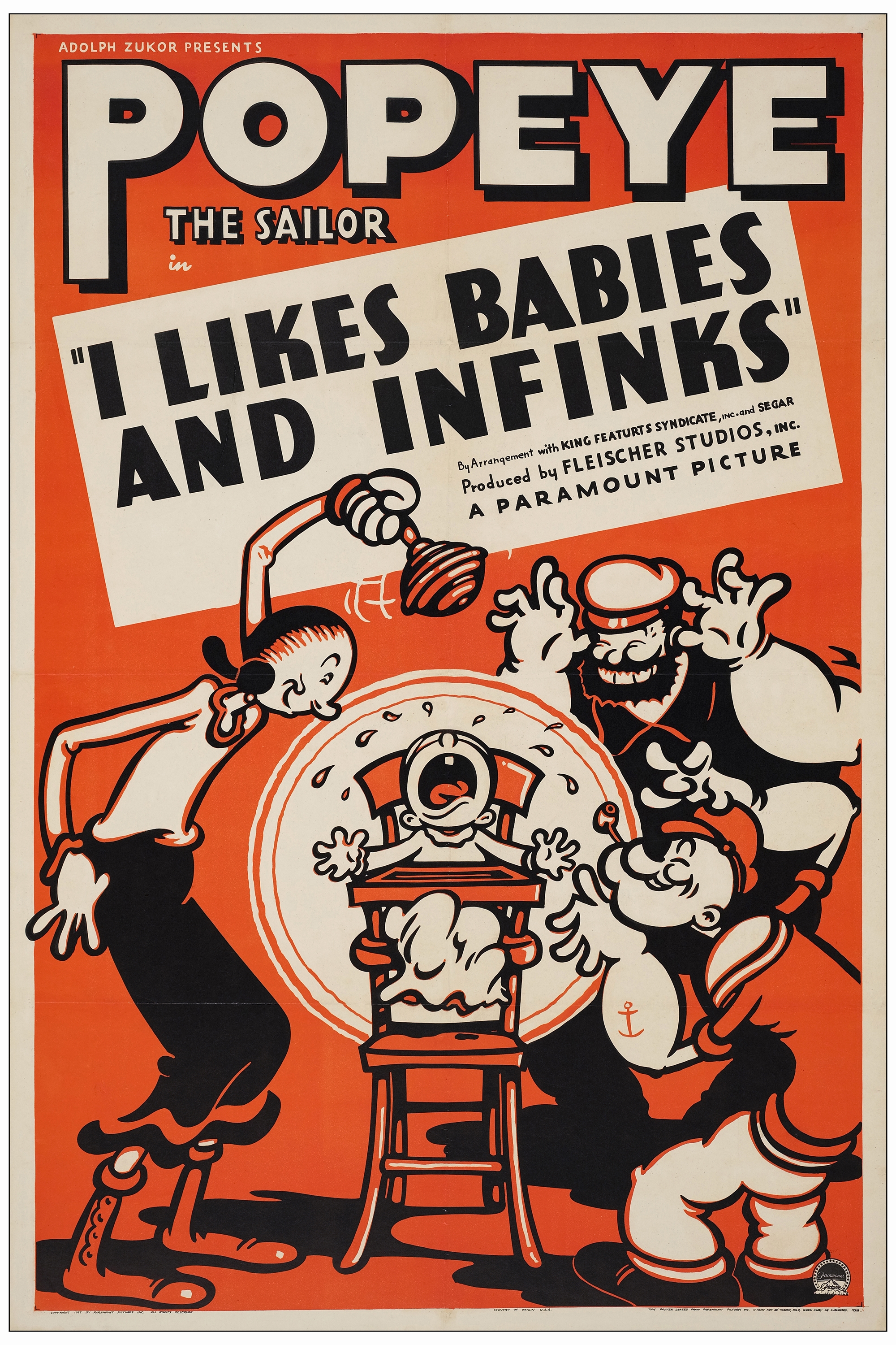 POPEYE: I LIKE BABIES AND INFINKS - One Sheet (27" x 41"); Very Fine on Linen