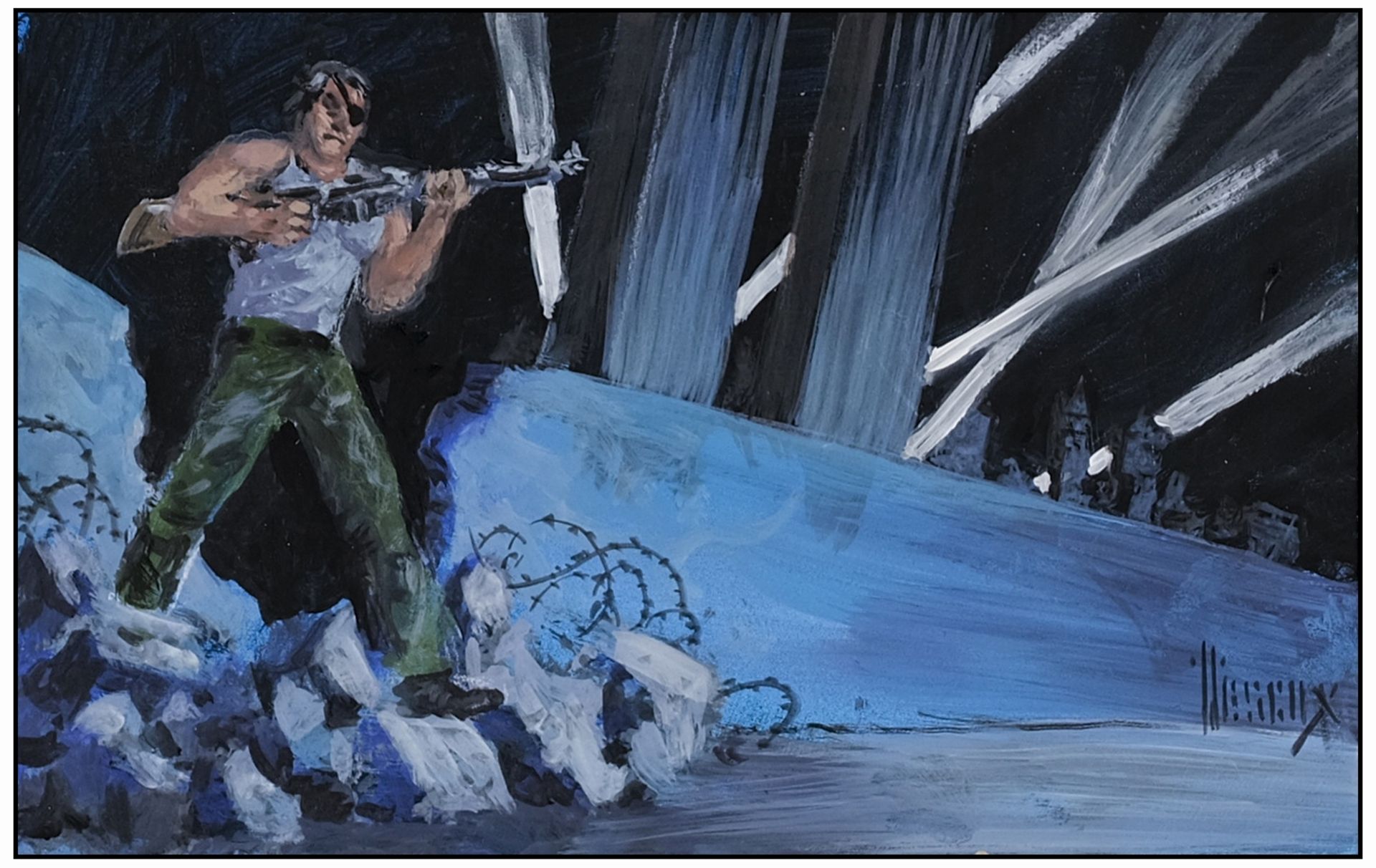 ESCAPE FROM NEW YORK - Hand Painted Preliminary Concept Artwork (5" x 8" ); Near Mint