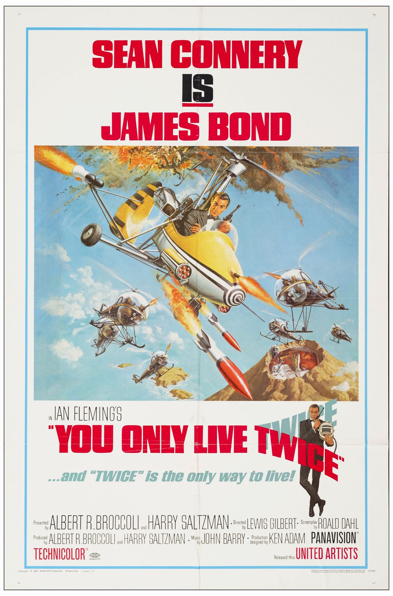 JAMES BOND: YOU ONLY LIVE TWICE - One Sheet (27" x 41"); Style B; Very Fine Folded