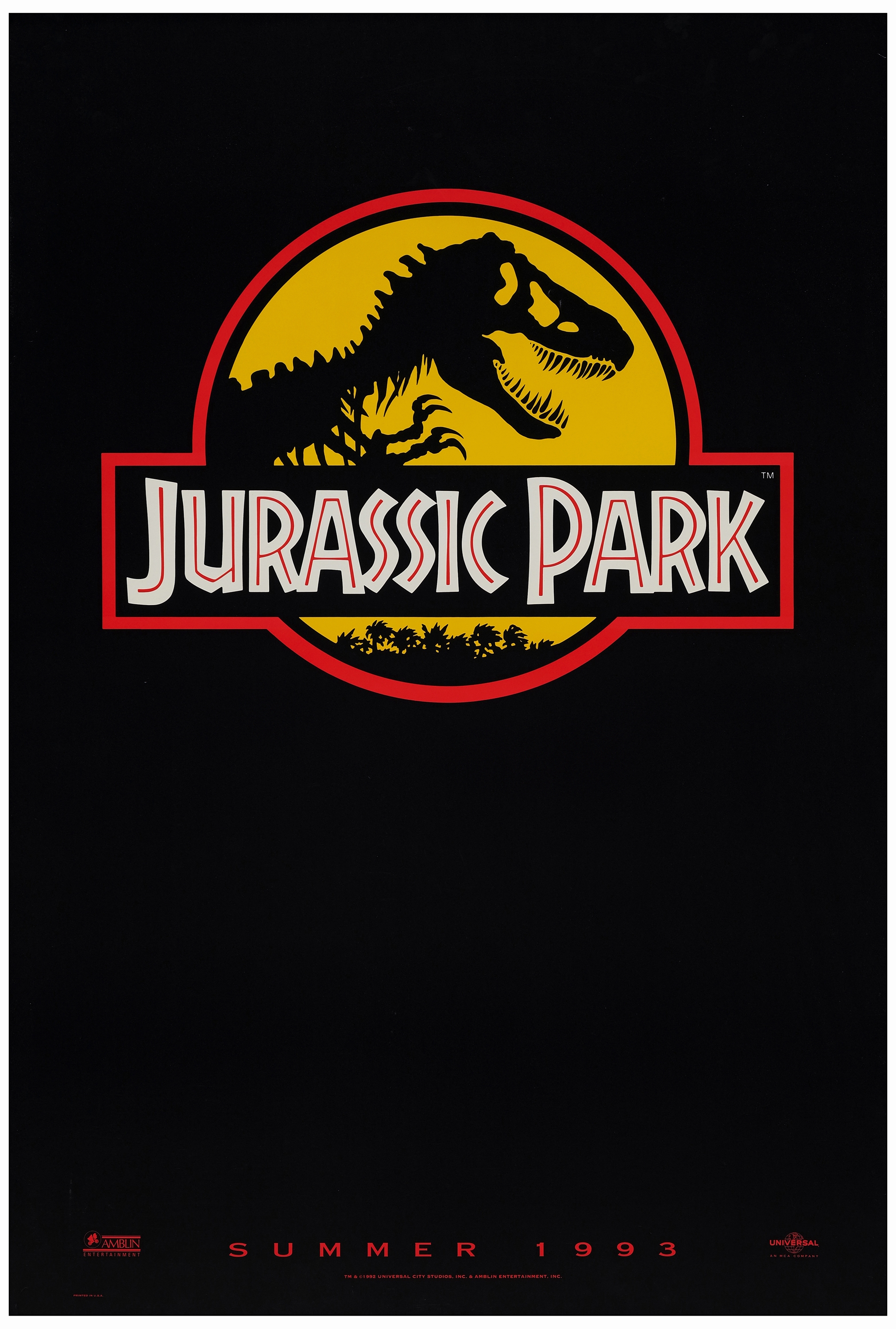 JURASSIC PARK - One Sheet (27" x 41" ); Near Mint Rolled