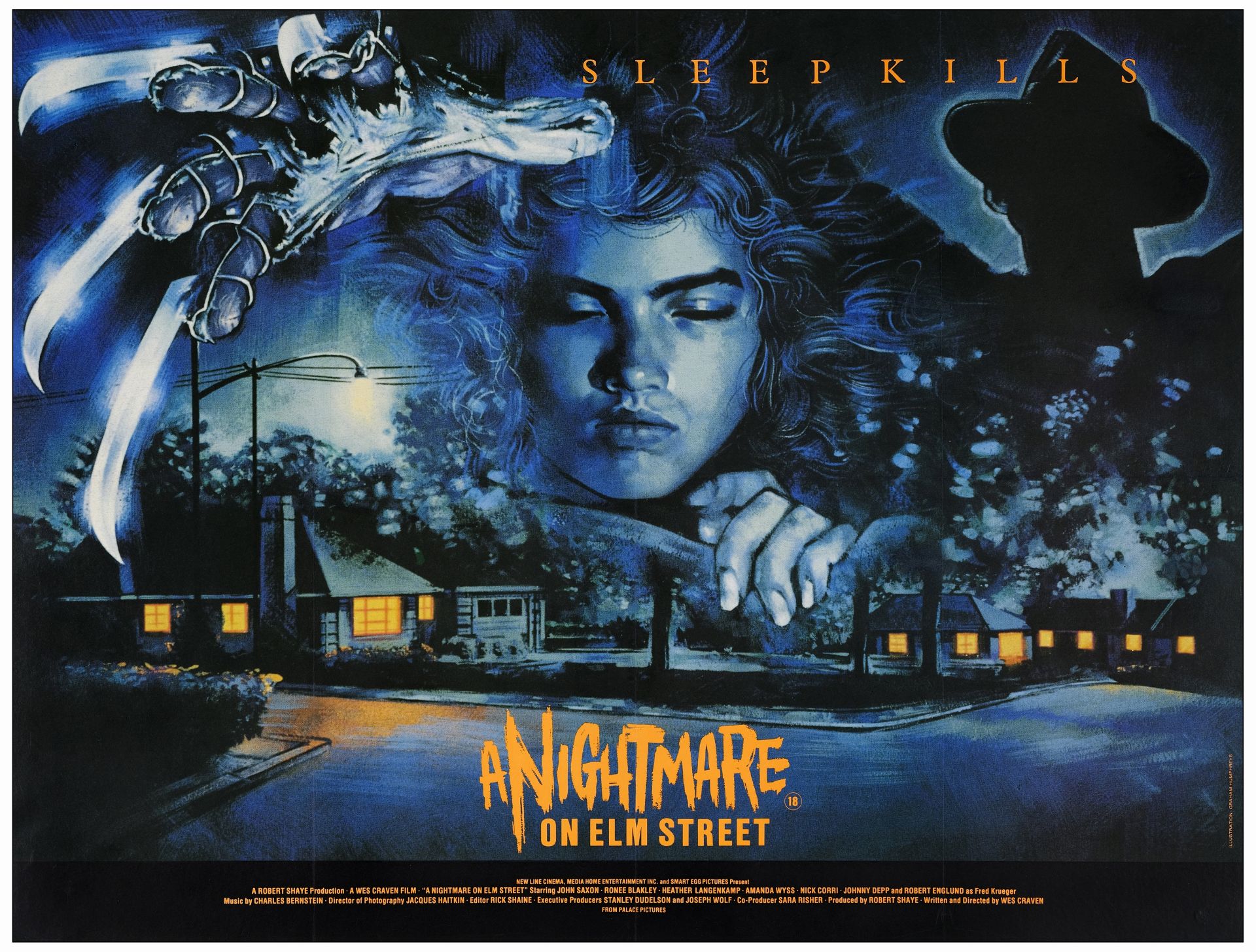 A NIGHTMARE ON ELM STREET - British Quad (30" x 40" ); Very Fine- on Linen