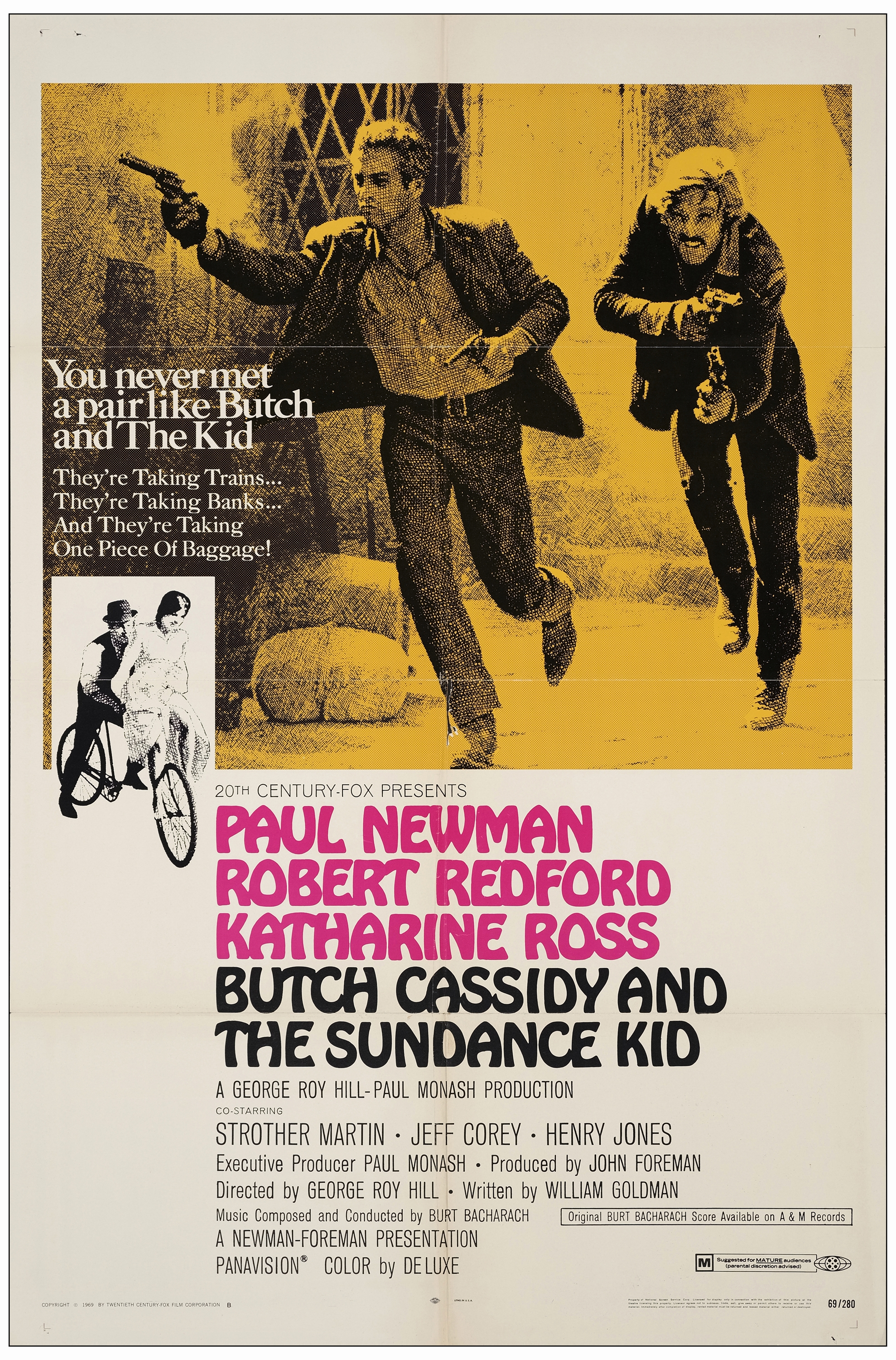 BUTCH CASSIDY AND THE SUNDANCE KID - One Sheet (27" x 41" ); Style B; Fine+ Folded