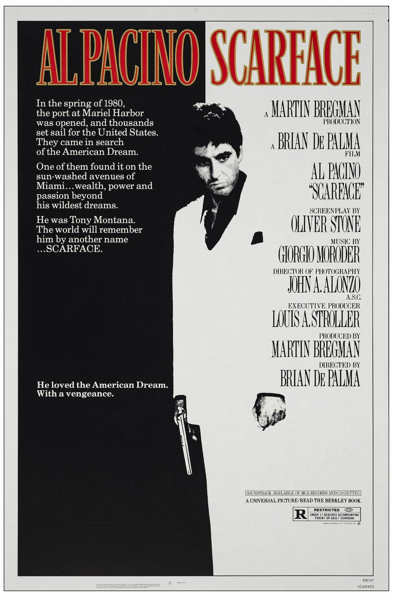 SCARFACE - One Sheet (27" x 41"); Advance Style; Very Fine+ Rolled