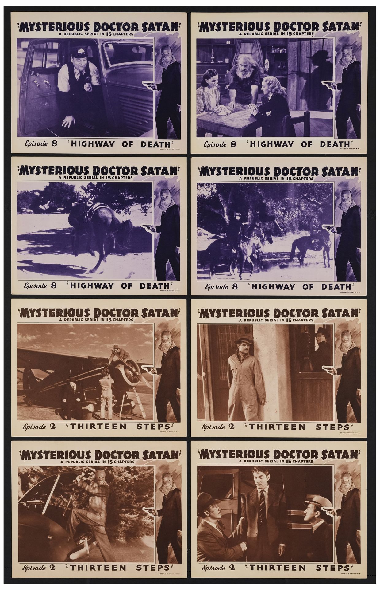 MYSTERIOUS DOCTOR SATAN - One Sheet and (2) Lobby Card Sets of 4 (27" x 41" & 11" x 14"); Very Fine - Image 2 of 3