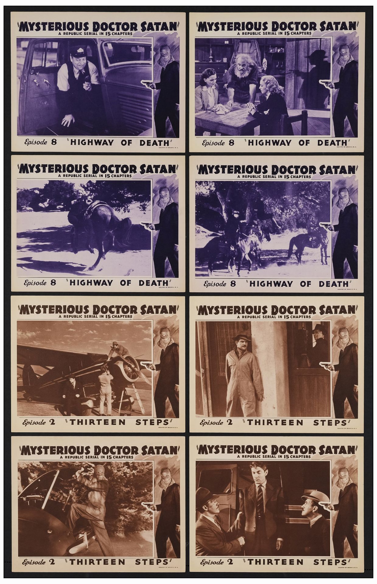 MYSTERIOUS DOCTOR SATAN - One Sheet and (2) Lobby Card Sets of 4 (27" x 41" & 11" x 14"); Very Fine - Bild 2 aus 3