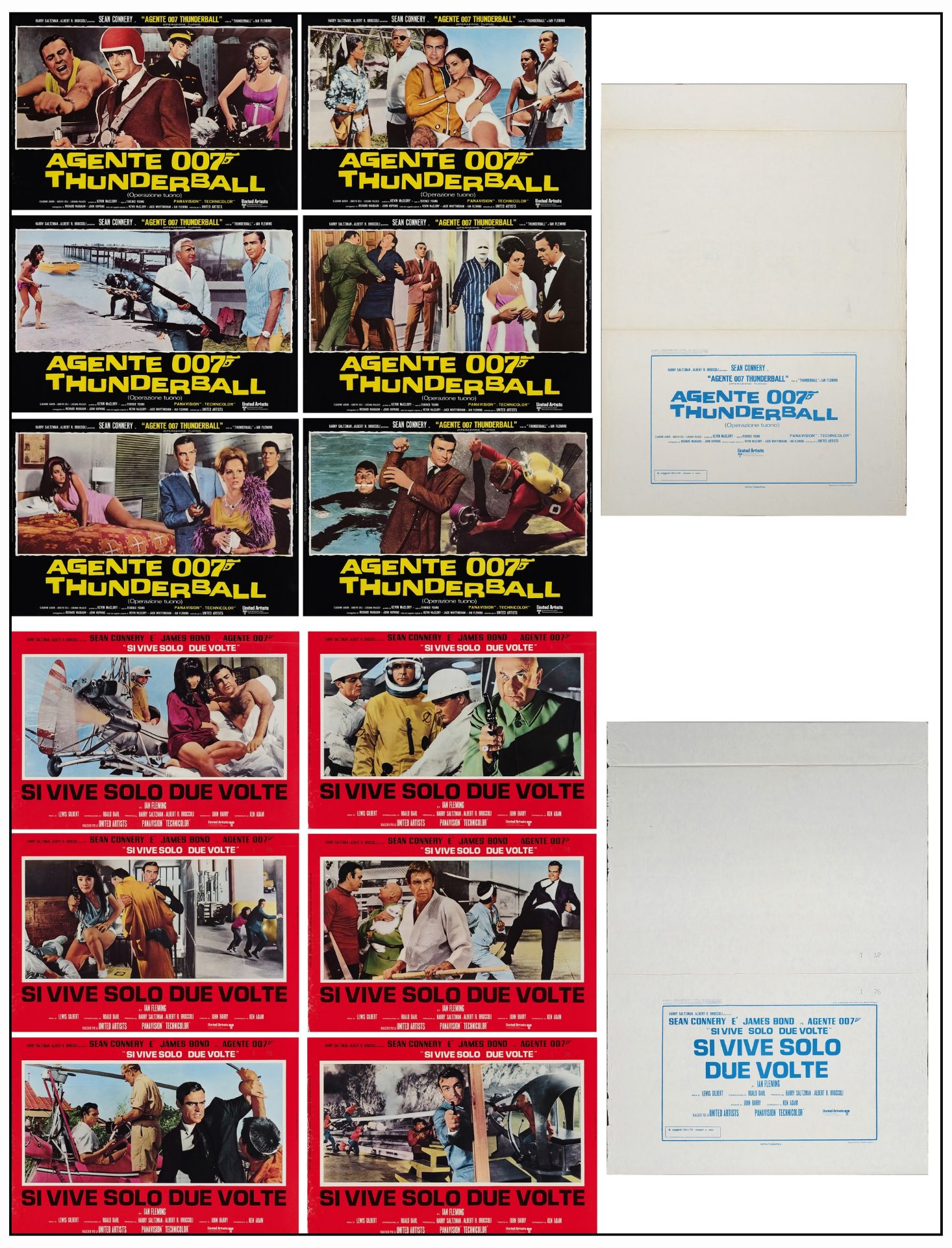 JAMES BOND: THUNDERBALL/YOU ONLY LIVE TWICE - Italian Photobusta Sets (2) of (6) (18" x 26.25"); Fin