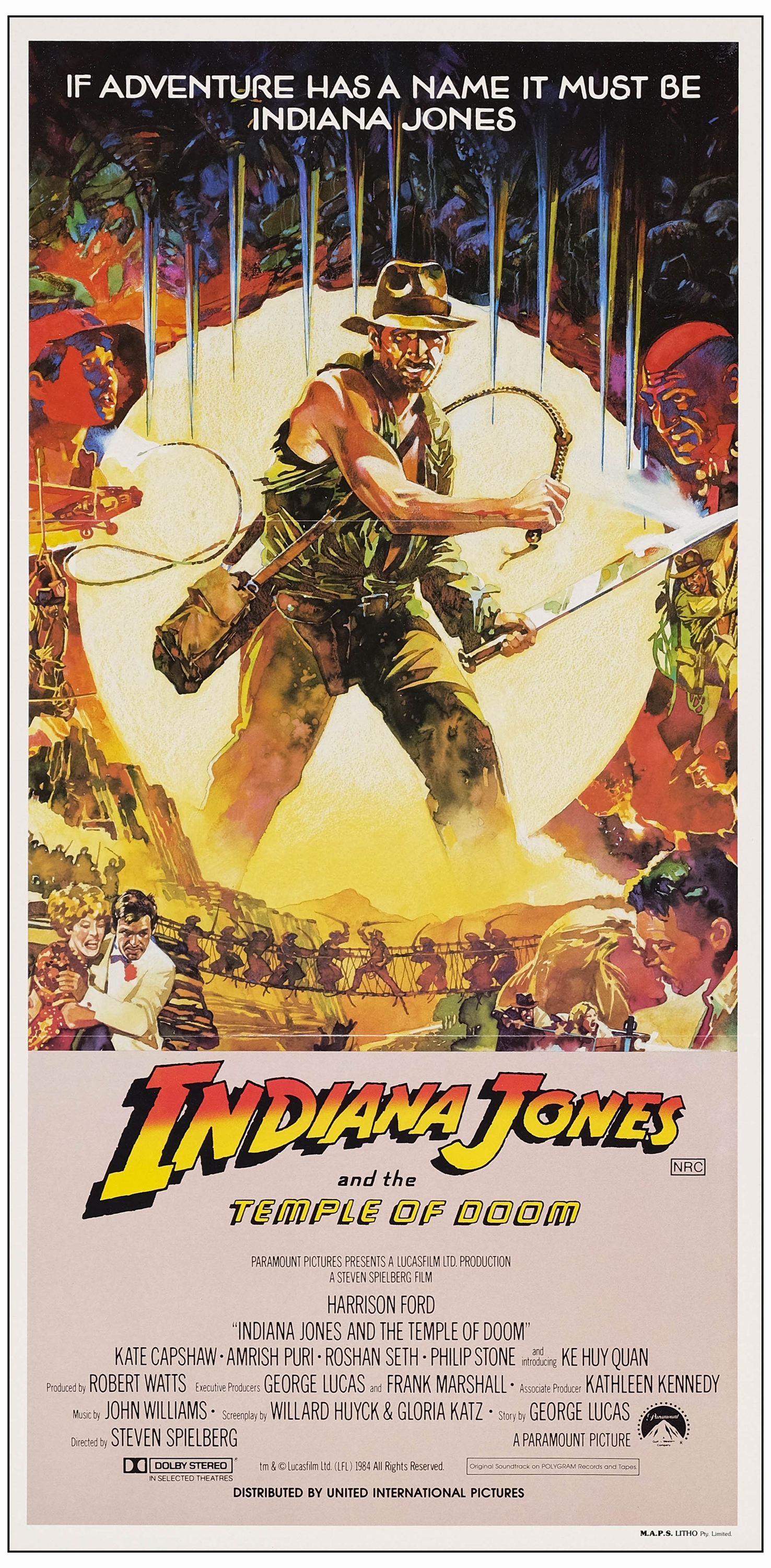 INDIANA JONES AND THE TEMPLE OF DOOM - Australian Daybills (3) (13.25" x 27" & 13.25" x 25.5"); Near - Bild 2 aus 4