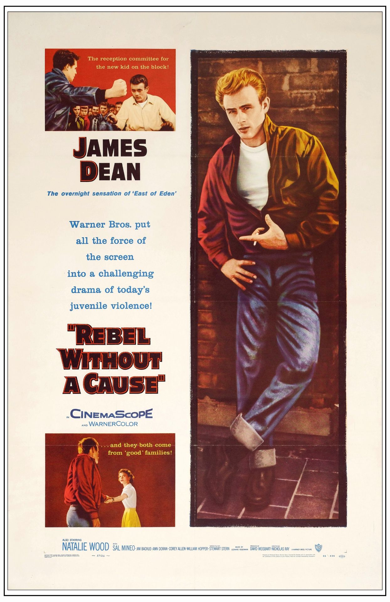 REBEL WITHOUT A CAUSE - One Sheet (27" x 41"); Very Fine+ on Linen