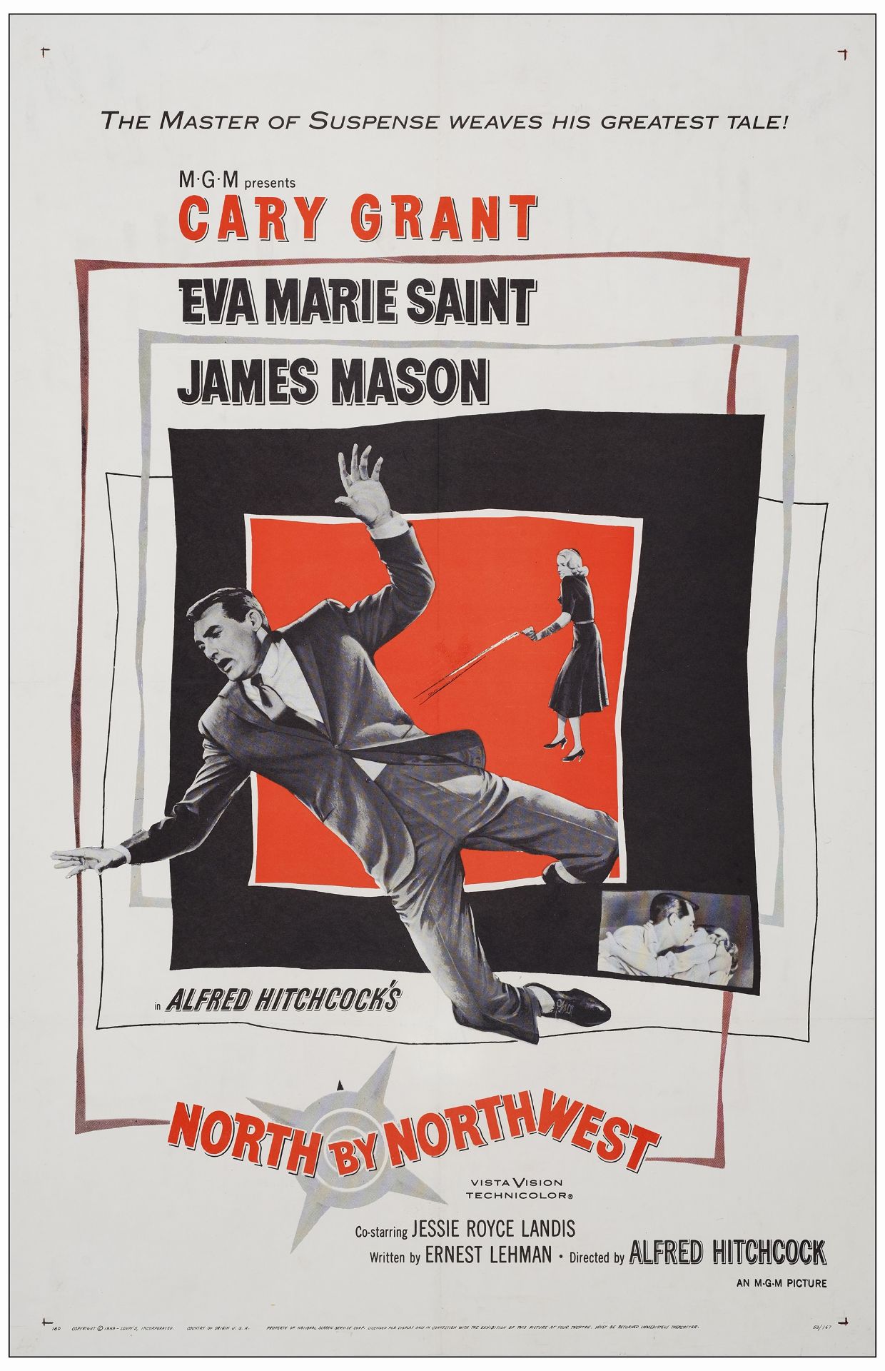 NORTH BY NORTHWEST - One Sheet (27" x 41"); Very Fine- on Linen