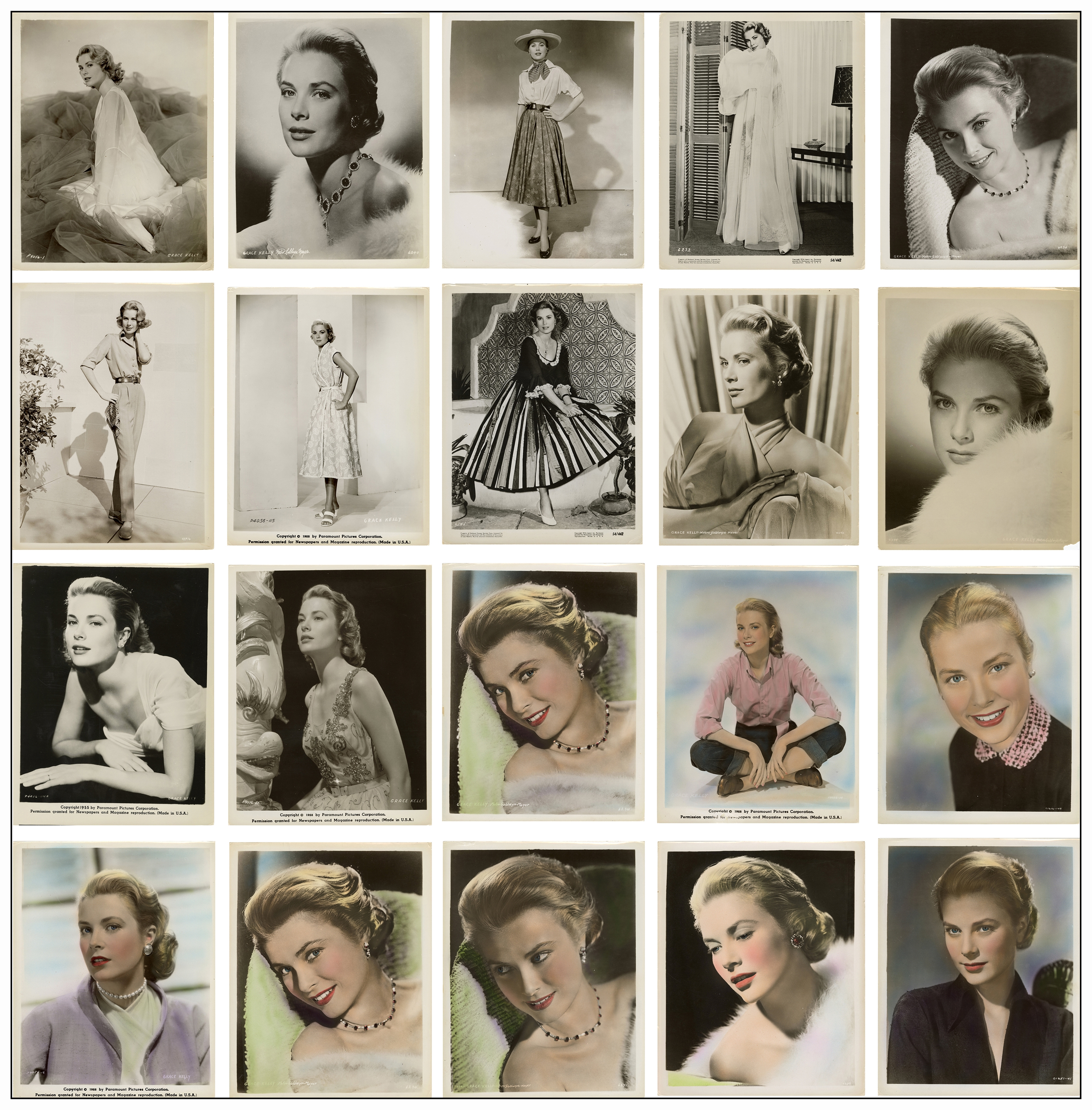 GRACE KELLY - (20) Promotional Photos; (8) Color and (12) B&W. (8" x 10"); Very Fine