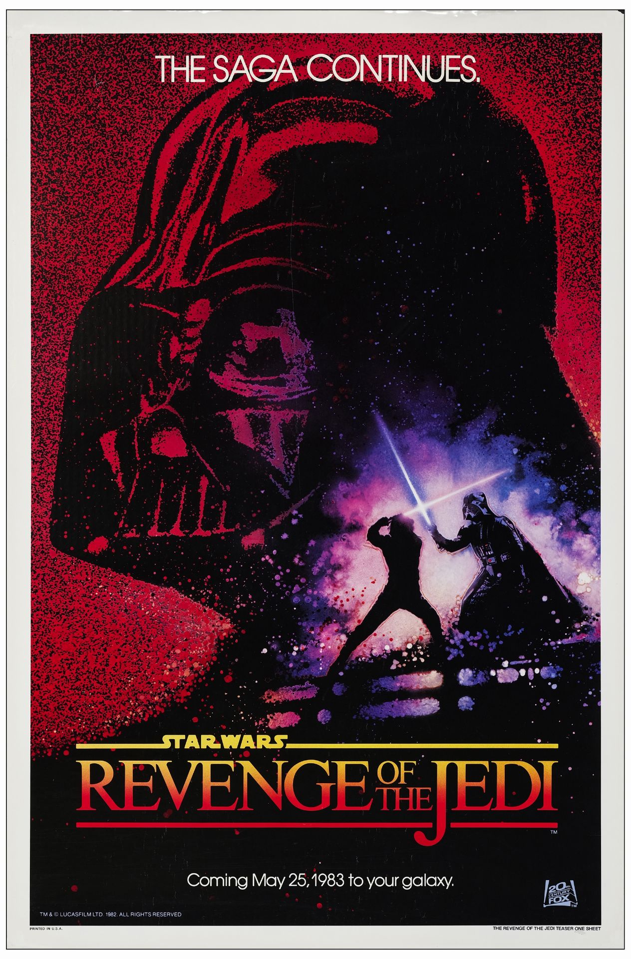 STAR WARS: RETURN OF THE JEDI - One Sheet (26 7/8" x 41"); Dated Style, Withdrawn Advance; Very Fine