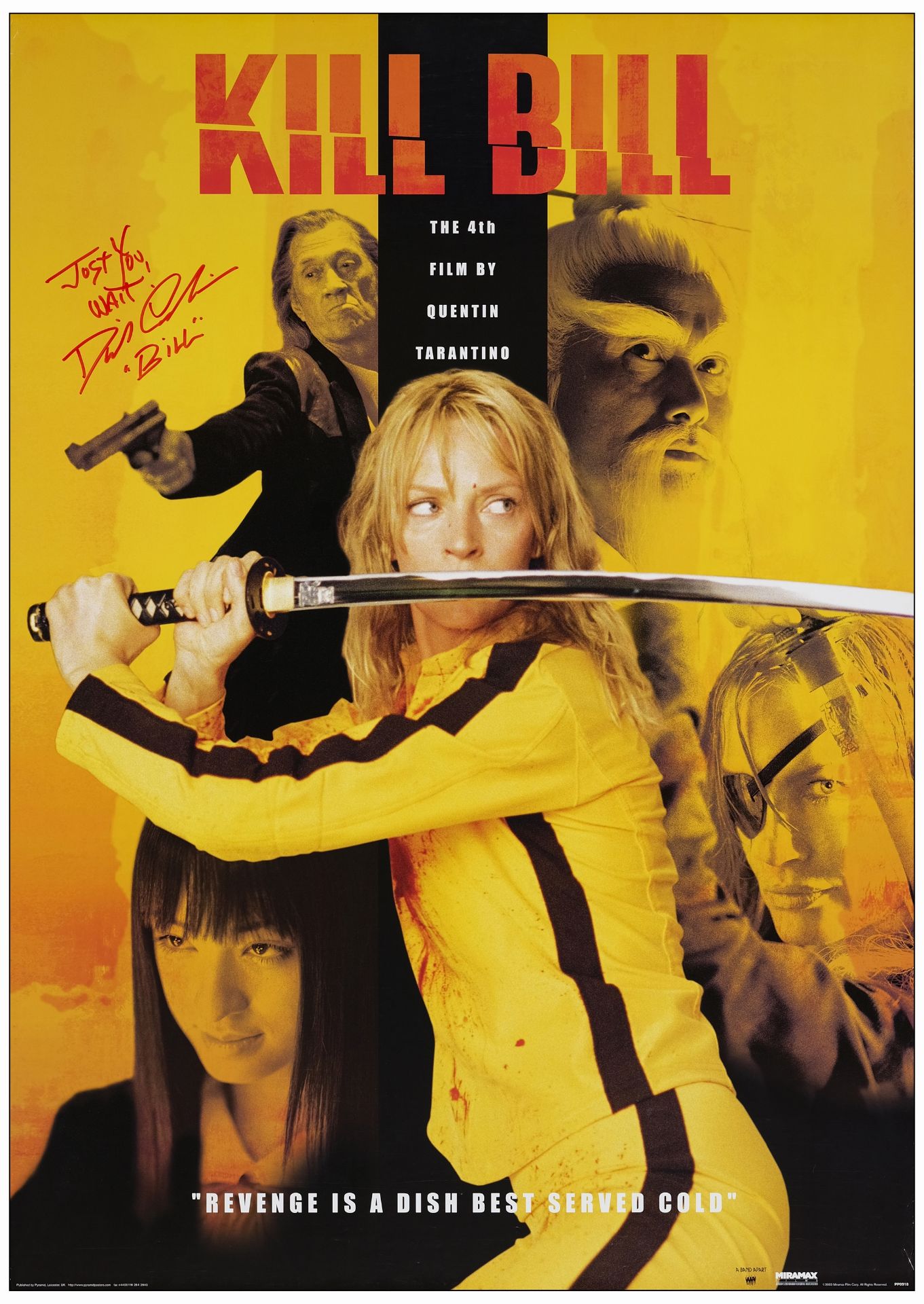 KILL BILL: VOL. 1 - Commercial Poster (24" x 34") Autographed by David Carradine (JSA COA); Very Fin