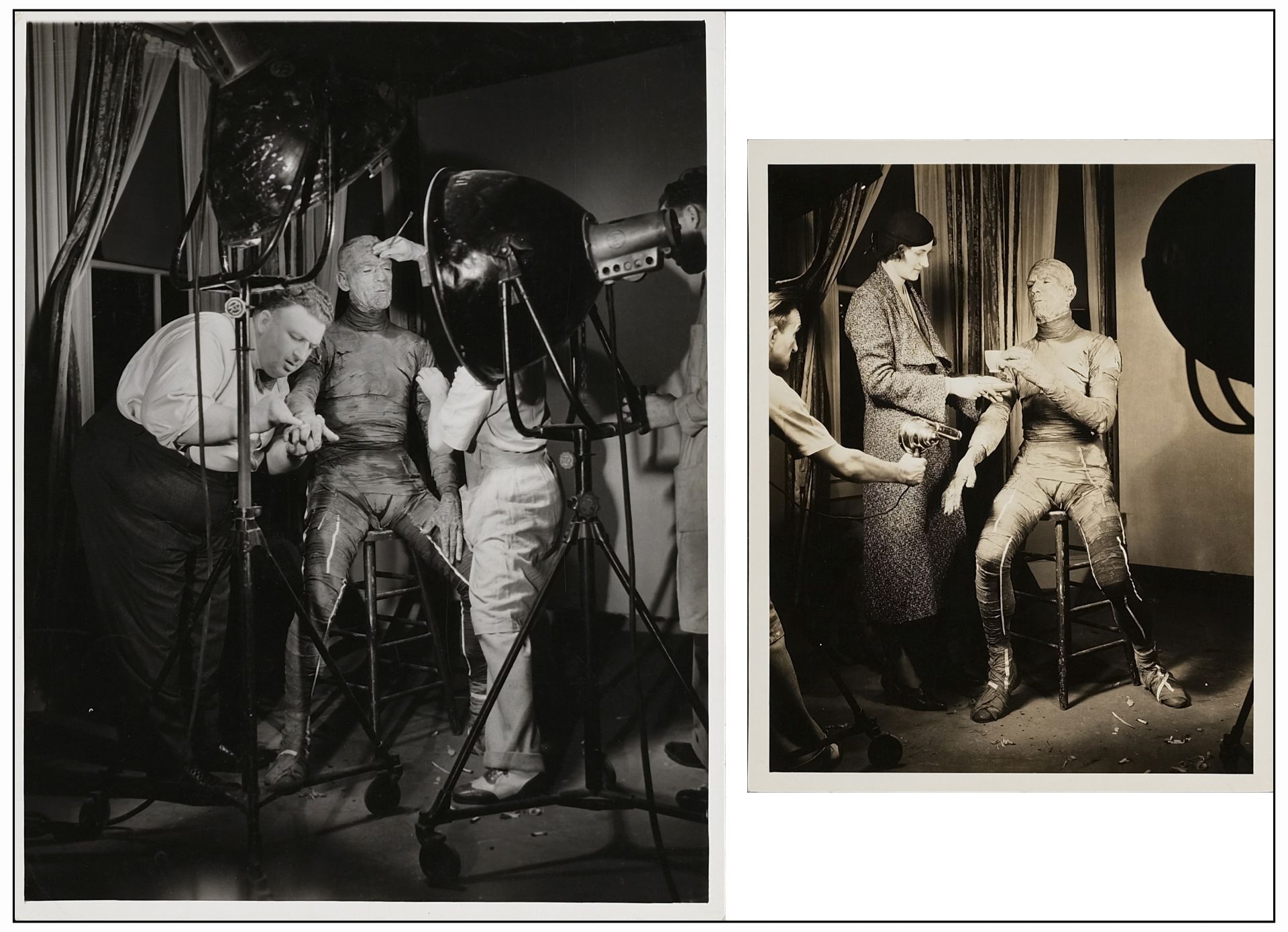 THE MUMMY - (2) Behind the Scenes Photos, Over Sized Double-Weight and 8" x 10" Single-Weight. (11"