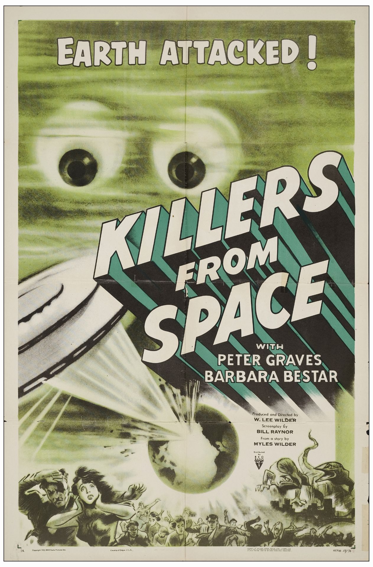 KILLERS FROM SPACE - One Sheet (27" x 41"); Fine+ Folded