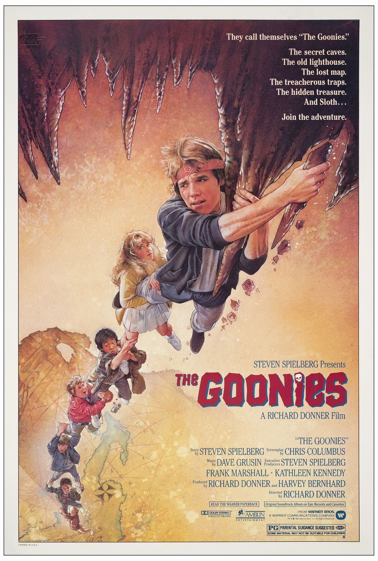 THE GOONIES - One Sheet (27.5" x 41"); Very Fine on Linen