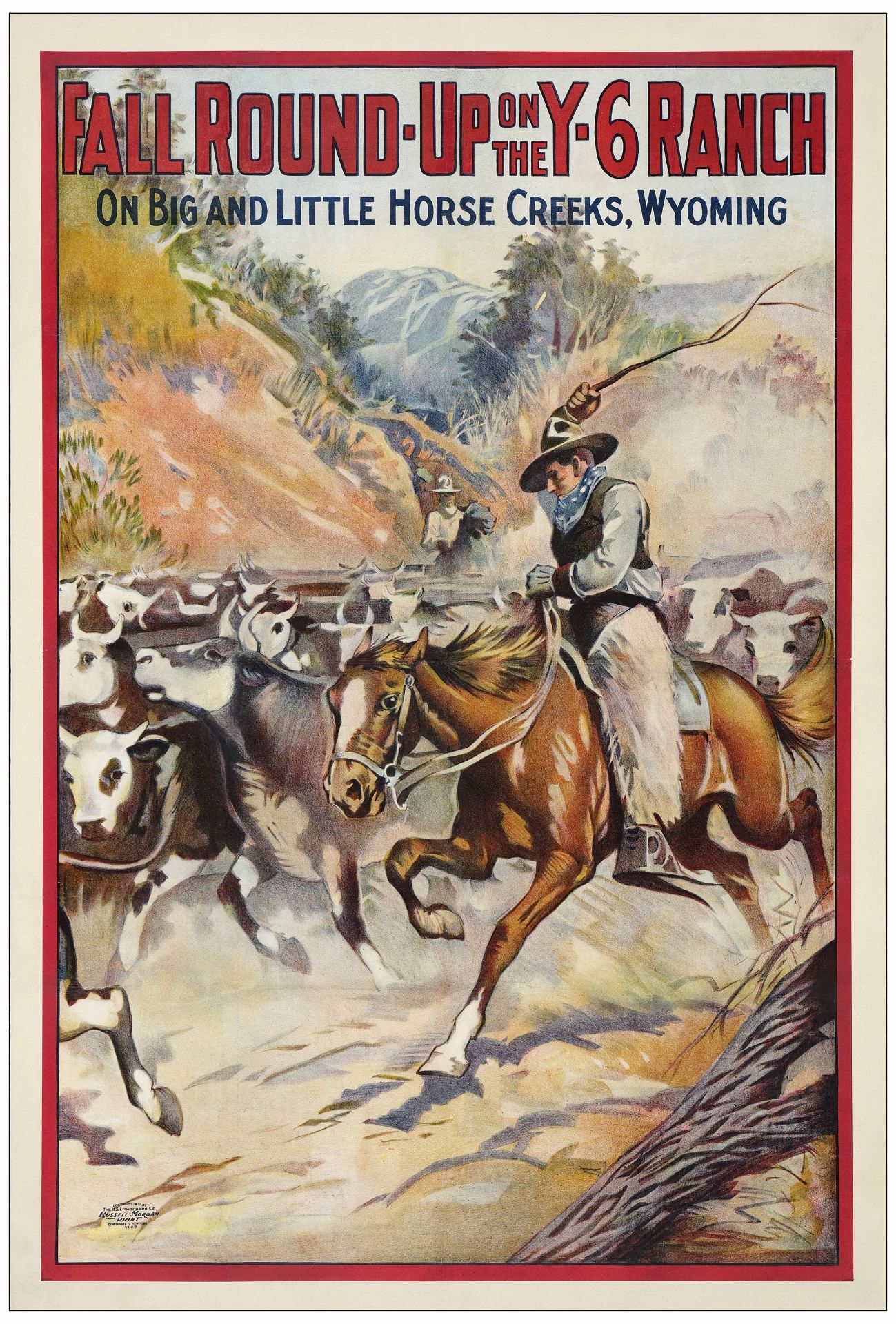 FALL ROUND-UP ON THE Y-6 RANCH - One Sheet (28" x 41.5" ); Fine- on Linen