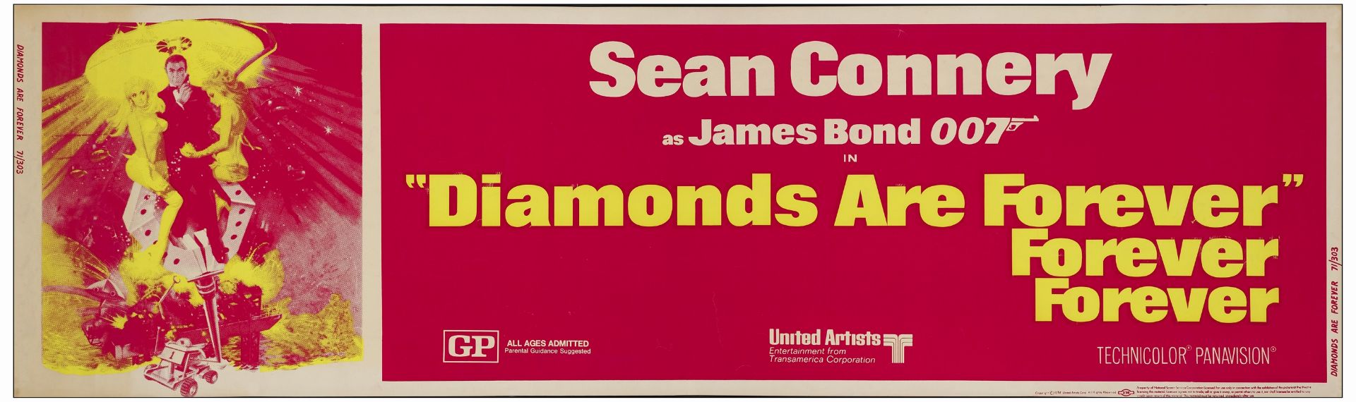 JAMES BOND: DIAMONDS ARE FOREVER - Banner (82" x 24"); Very Fine- Rolled