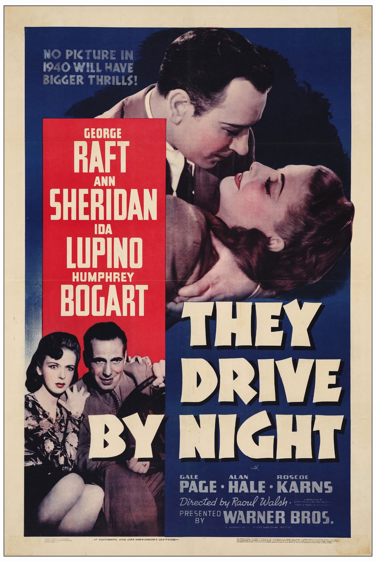 THEY DRIVE BY NIGHT - One Sheet (27" x 41"); Very Fine- on Linen