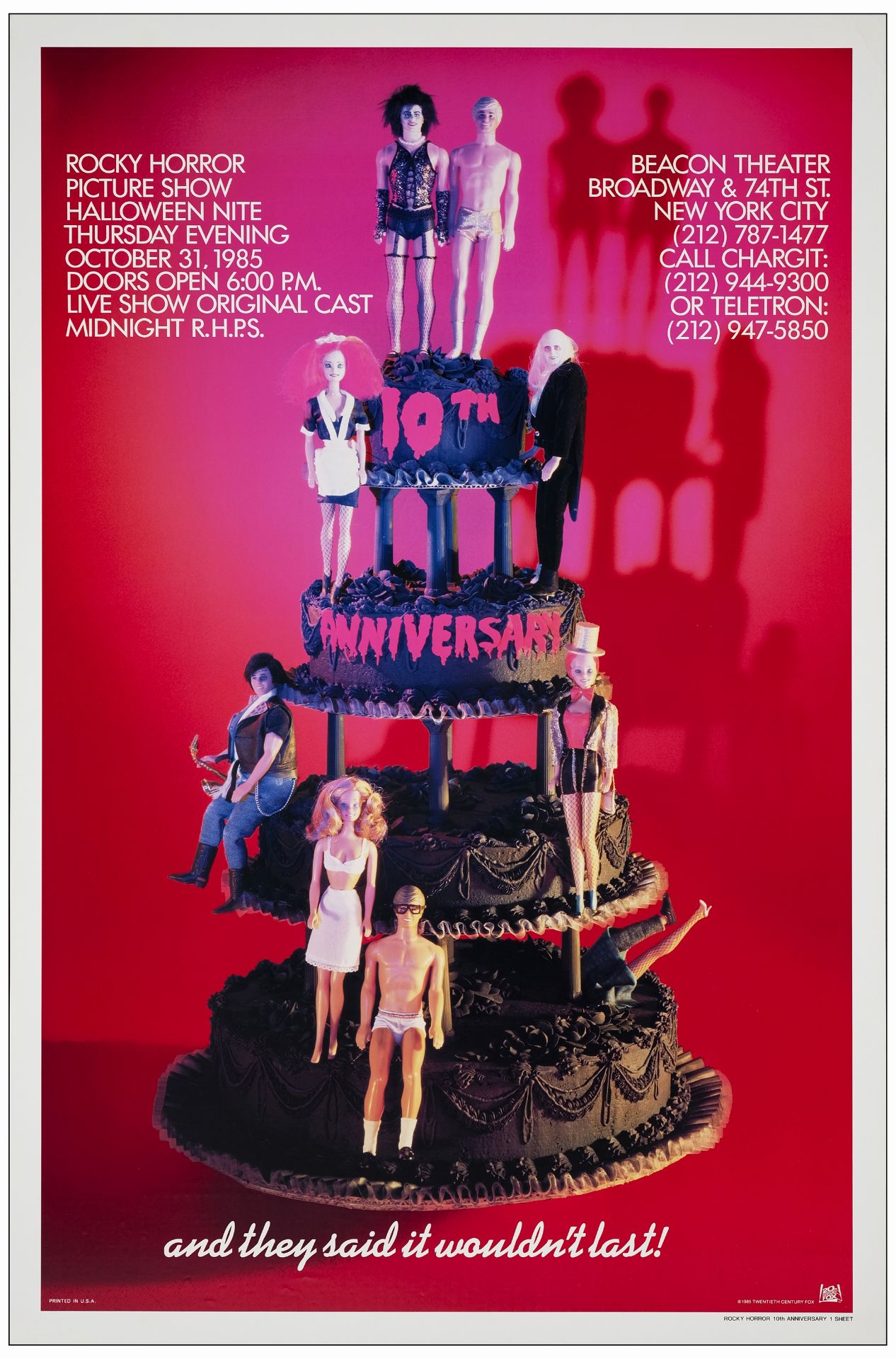 THE ROCKY HORROR PICTURE SHOW - One Sheet (27" x 41" ); 10th Anniversary; Very Fine+ Rolled