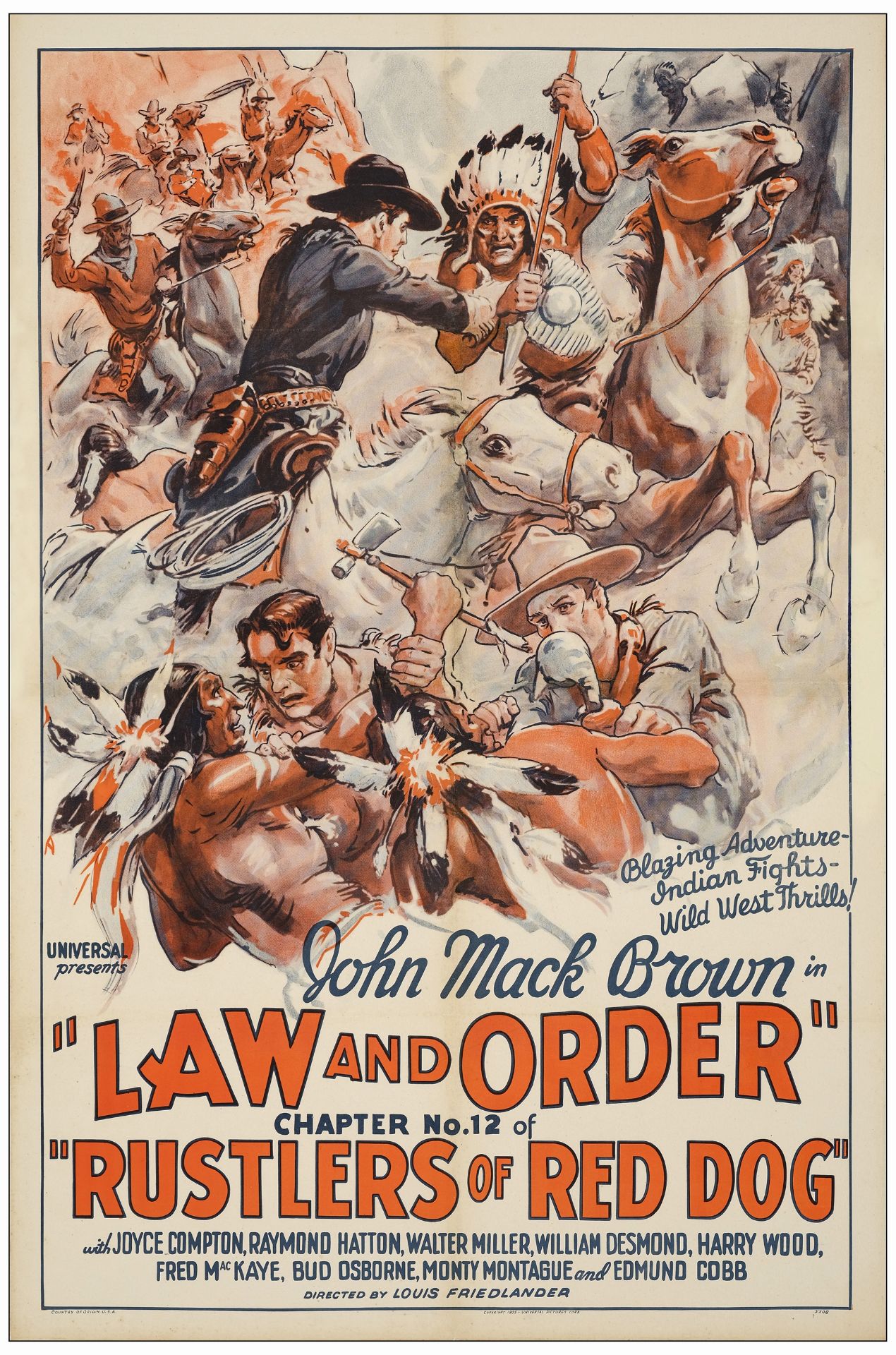 RUSTLERS OF RED DOG - One Sheet (27" x 41" ); Chapter 12, Law and Order; Very Fine on Linen