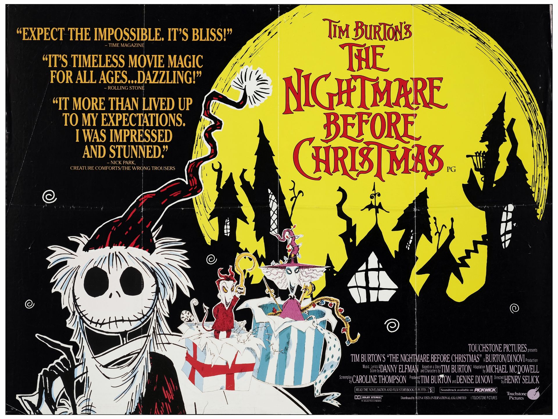 THE NIGHTMARE BEFORE CHRISTMAS - British Quad (30" x 40" ); Very Fine- Folded