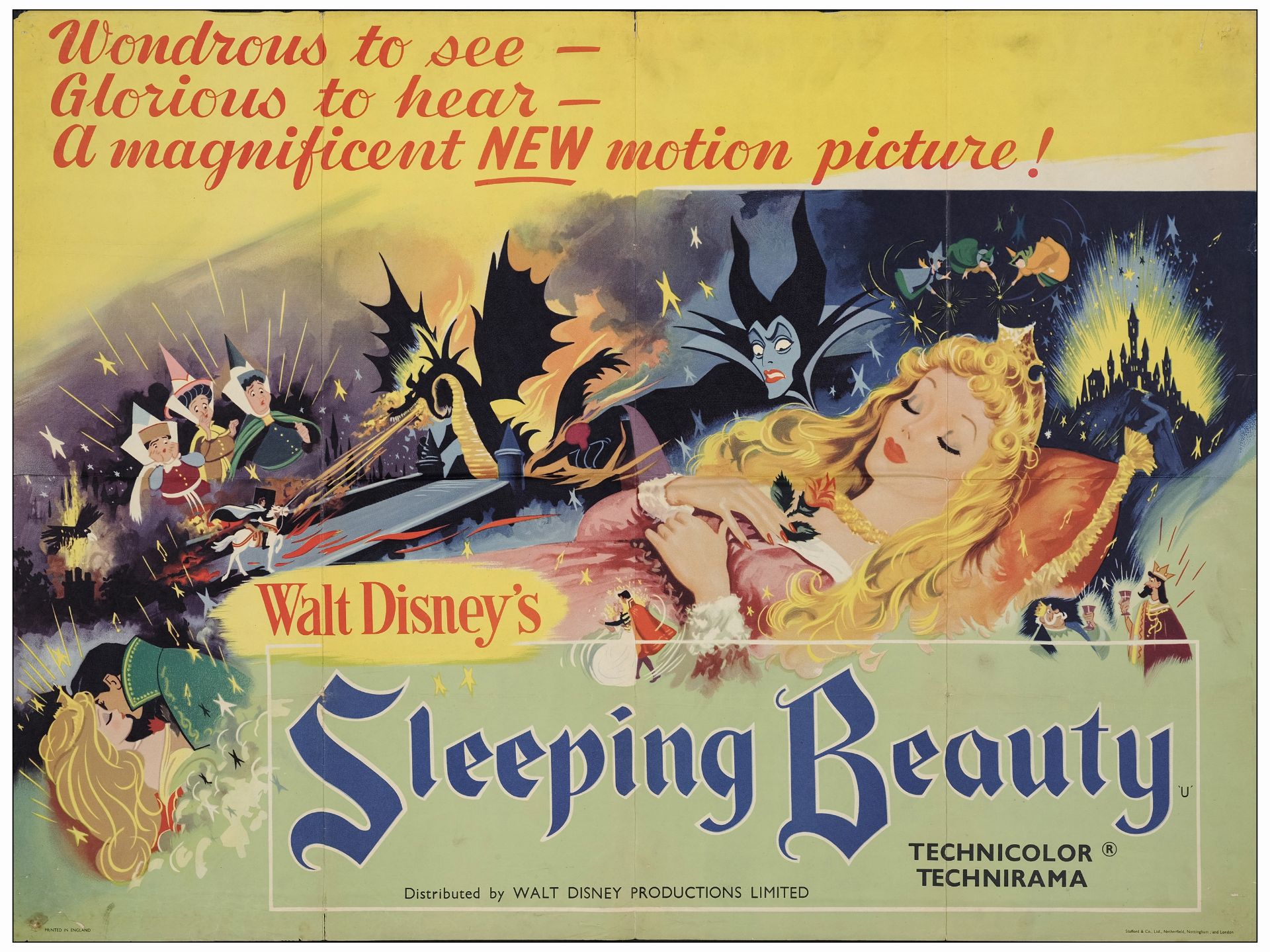 SLEEPING BEAUTY - British Quad (30" x 40"); Technirama Style; Very Fine- Folded