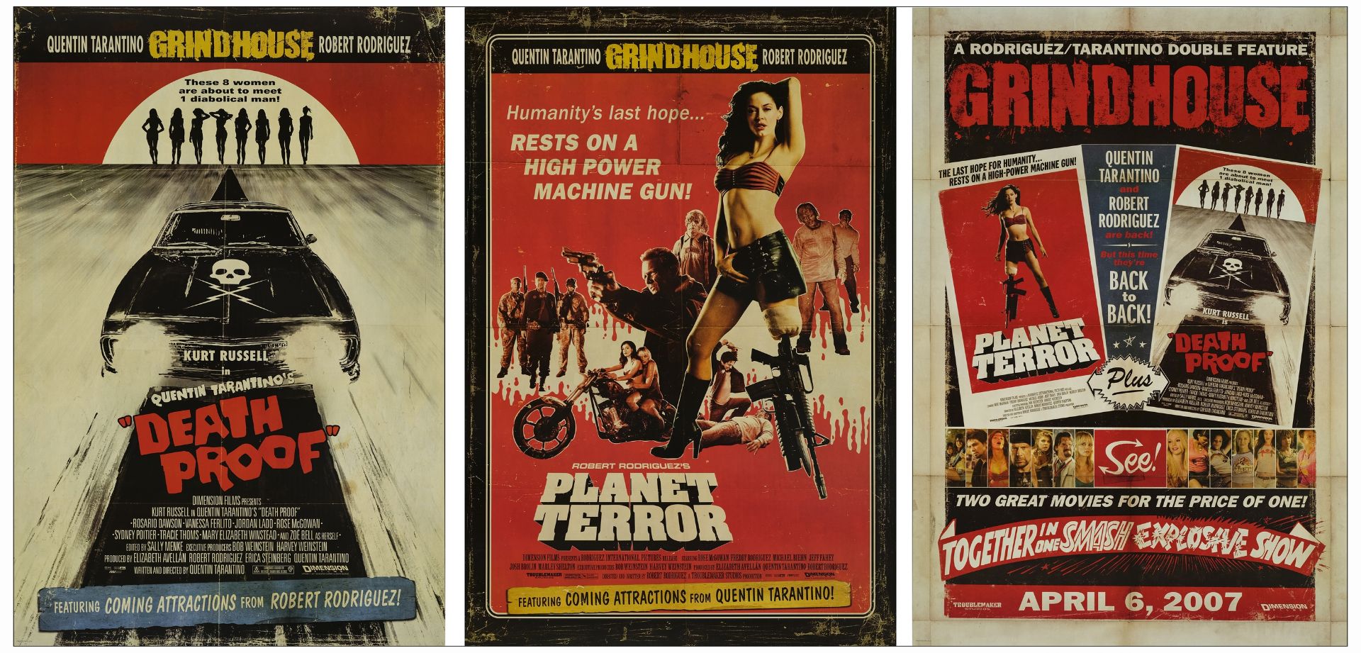 GRINDHOUSE - One Sheets (3) (27" x 40"); Near Mint Rolled