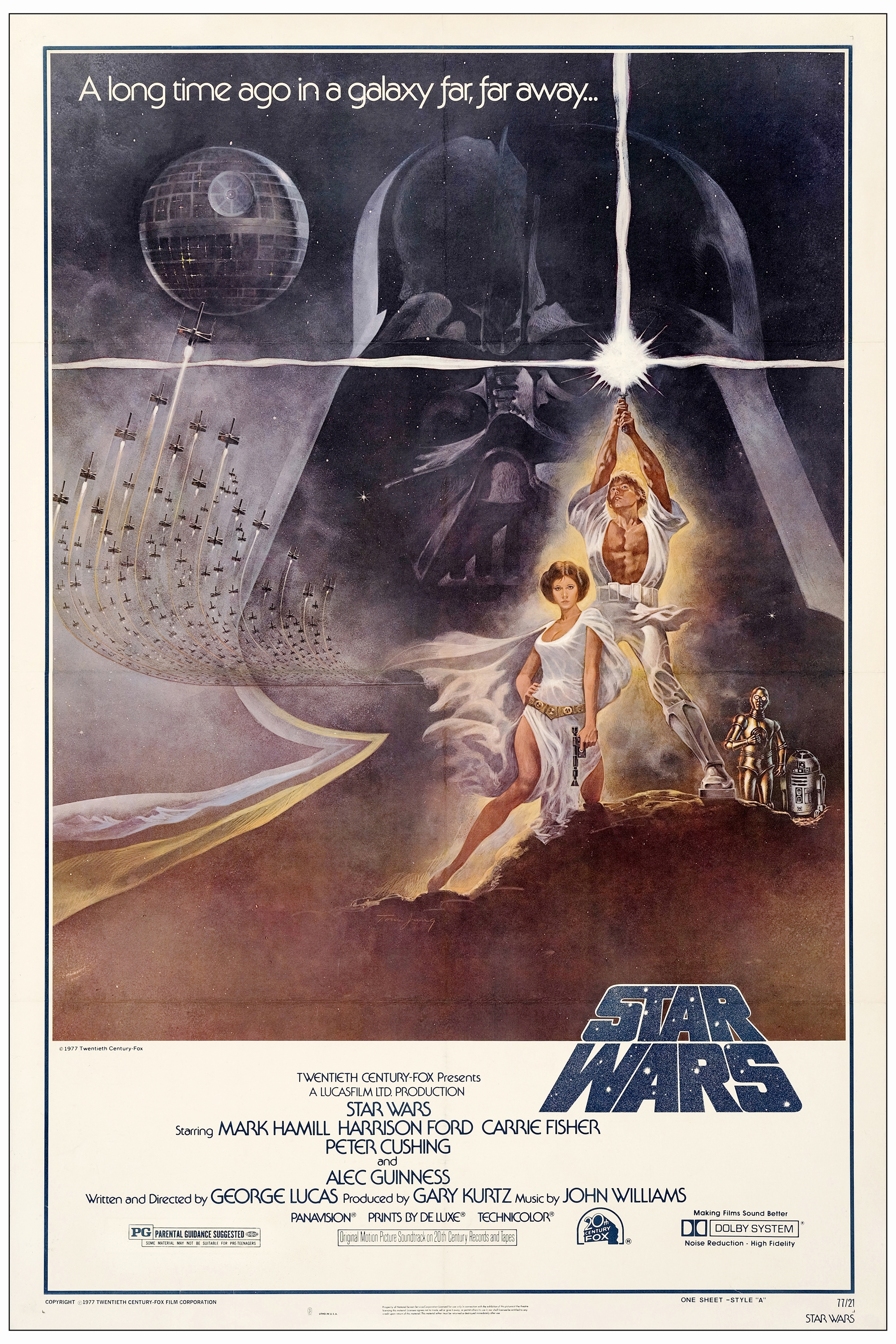 STAR WARS: A NEW HOPE - One Sheet (27" x 41"); Third Printing Style A; Fine+ on Linen