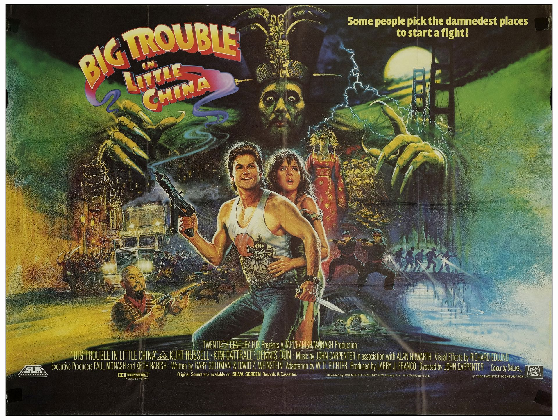 BIG TROUBLE IN LITTLE CHINA - British Quad (30" x 40"); Very Fine- Folded
