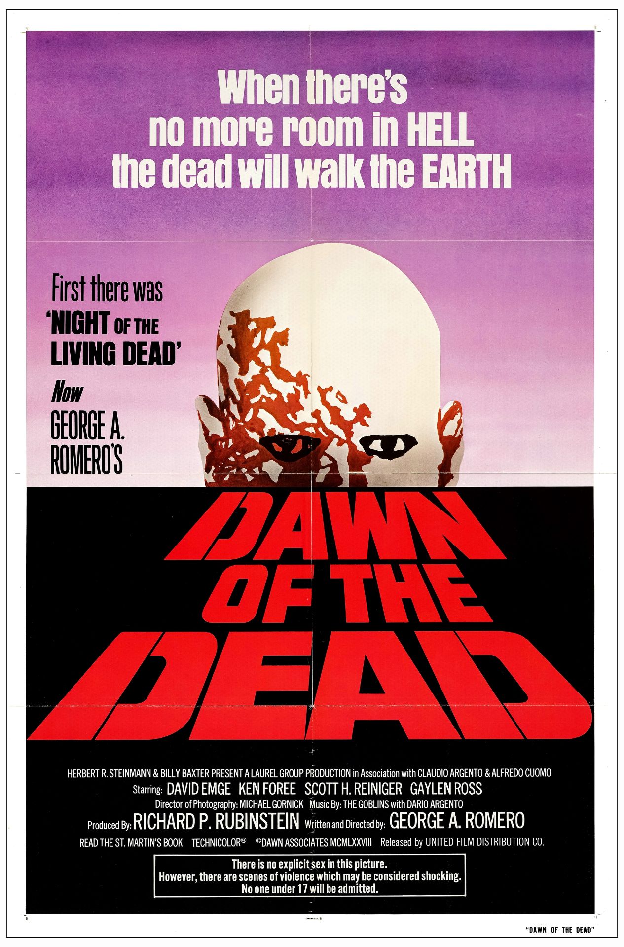 DAWN OF THE DEAD - One Sheet (27" x 41"); Near Mint Folded