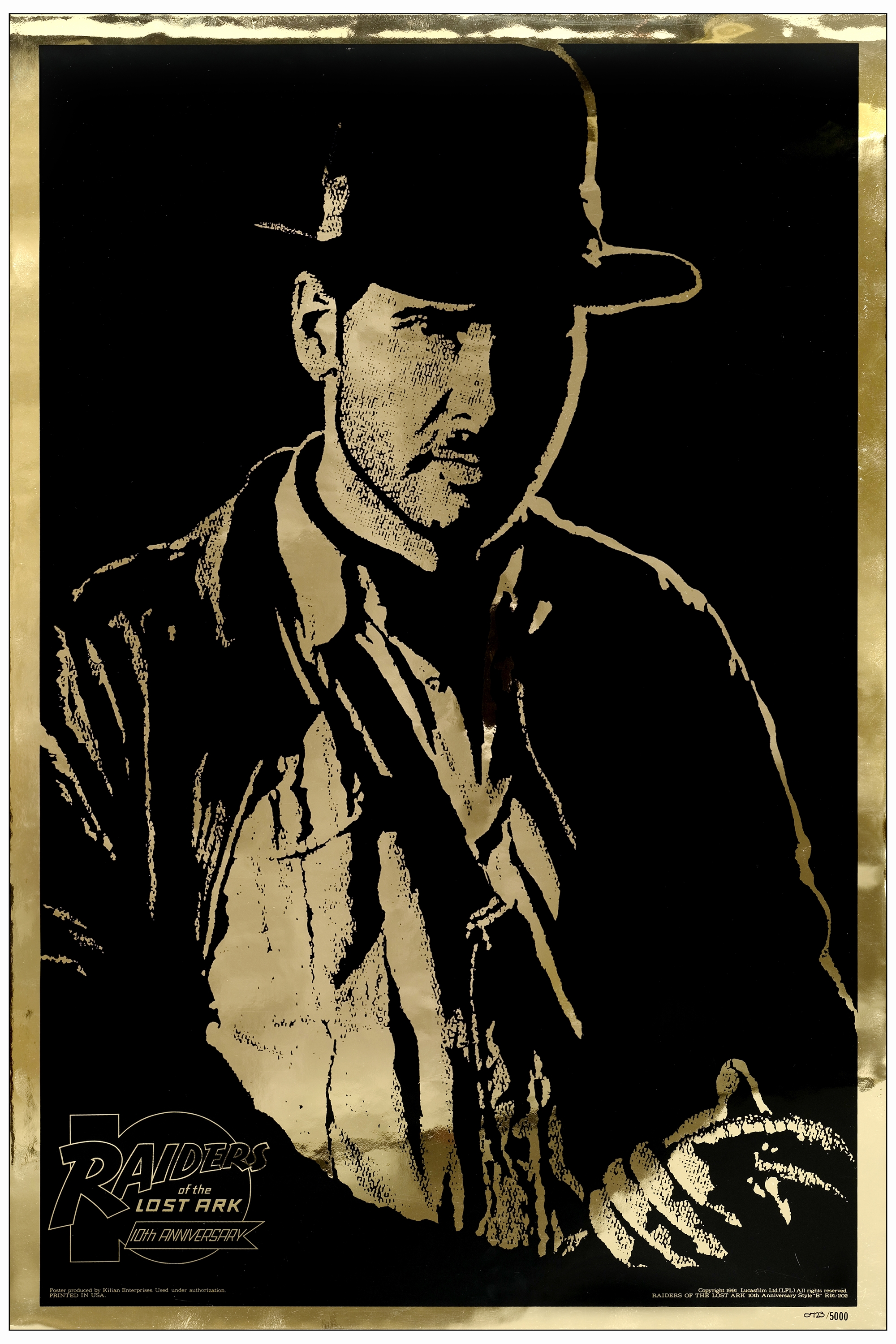 INDIANA JONES AND THE RAIDERS OF THE LOST ARK - Killian Mylar One Sheet (27" x 41"); Style B 10th An