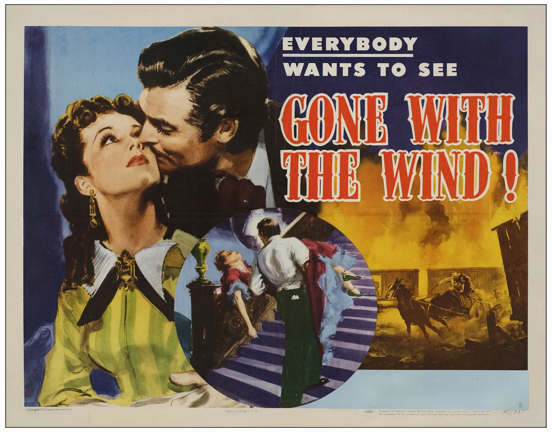 GONE WITH THE WIND - Half Sheet (22" x 28" ); Style B; Very Fine- on Paper