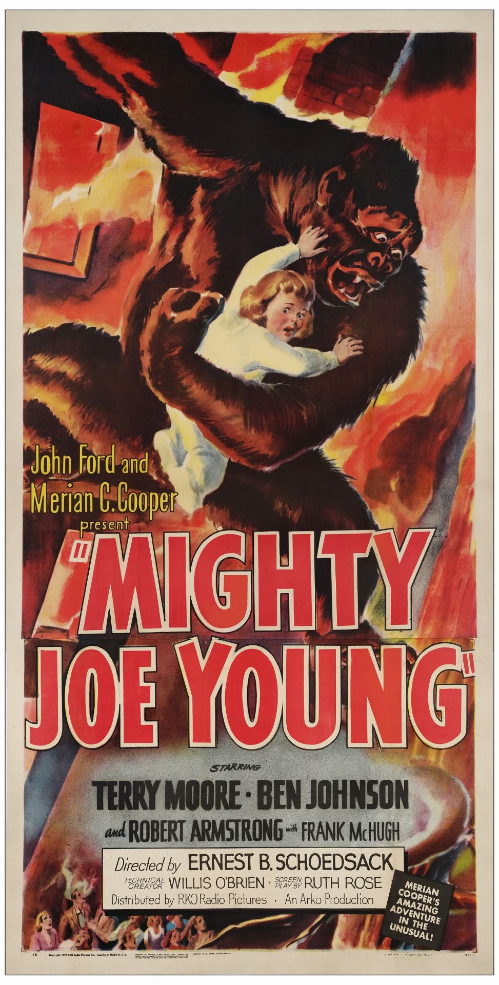 MIGHTY JOE YOUNG - Three Sheet (41" x 80"); Style B; Fine+ on Linen