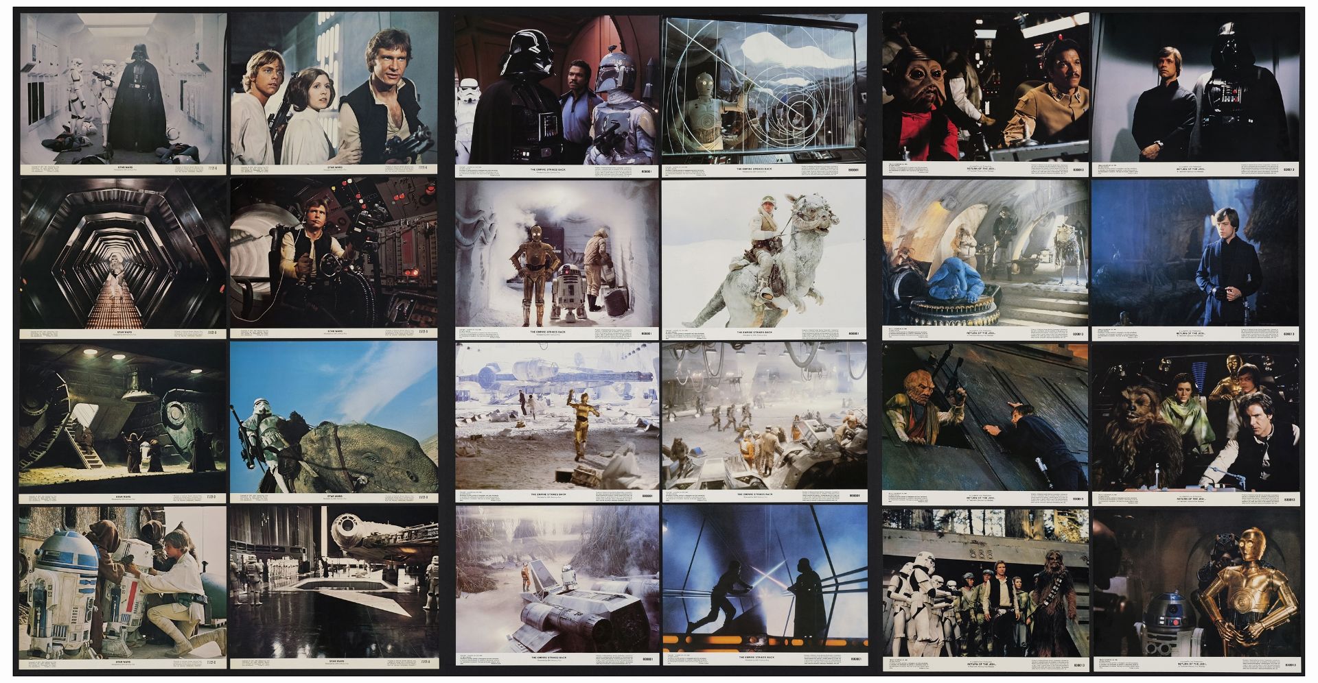 STAR WARS: ORIGINAL TRILOGY - Three Lobby Card Sets of (8) (11" x 14"); Near Mint