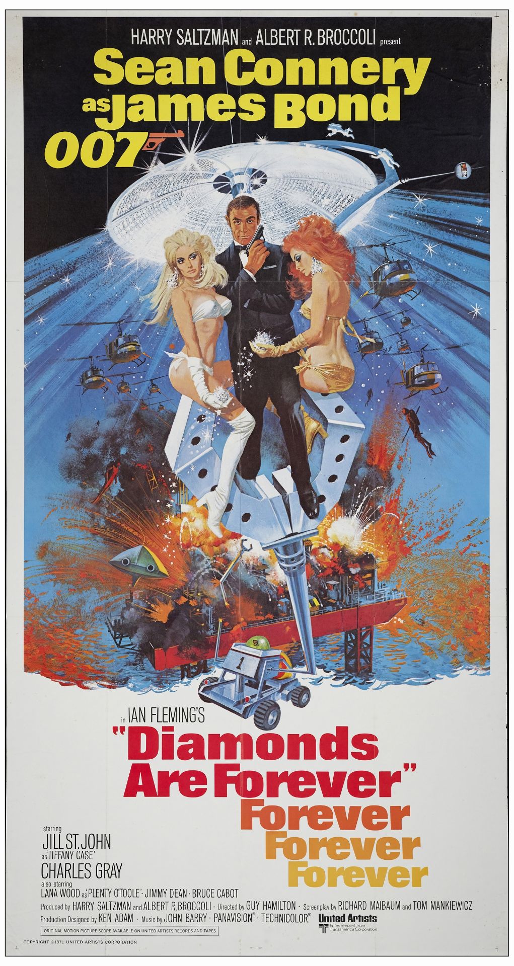 JAMES BOND: DIAMONDS ARE FOREVER - Three Sheet (41" x 81" ); Fine+ Folded