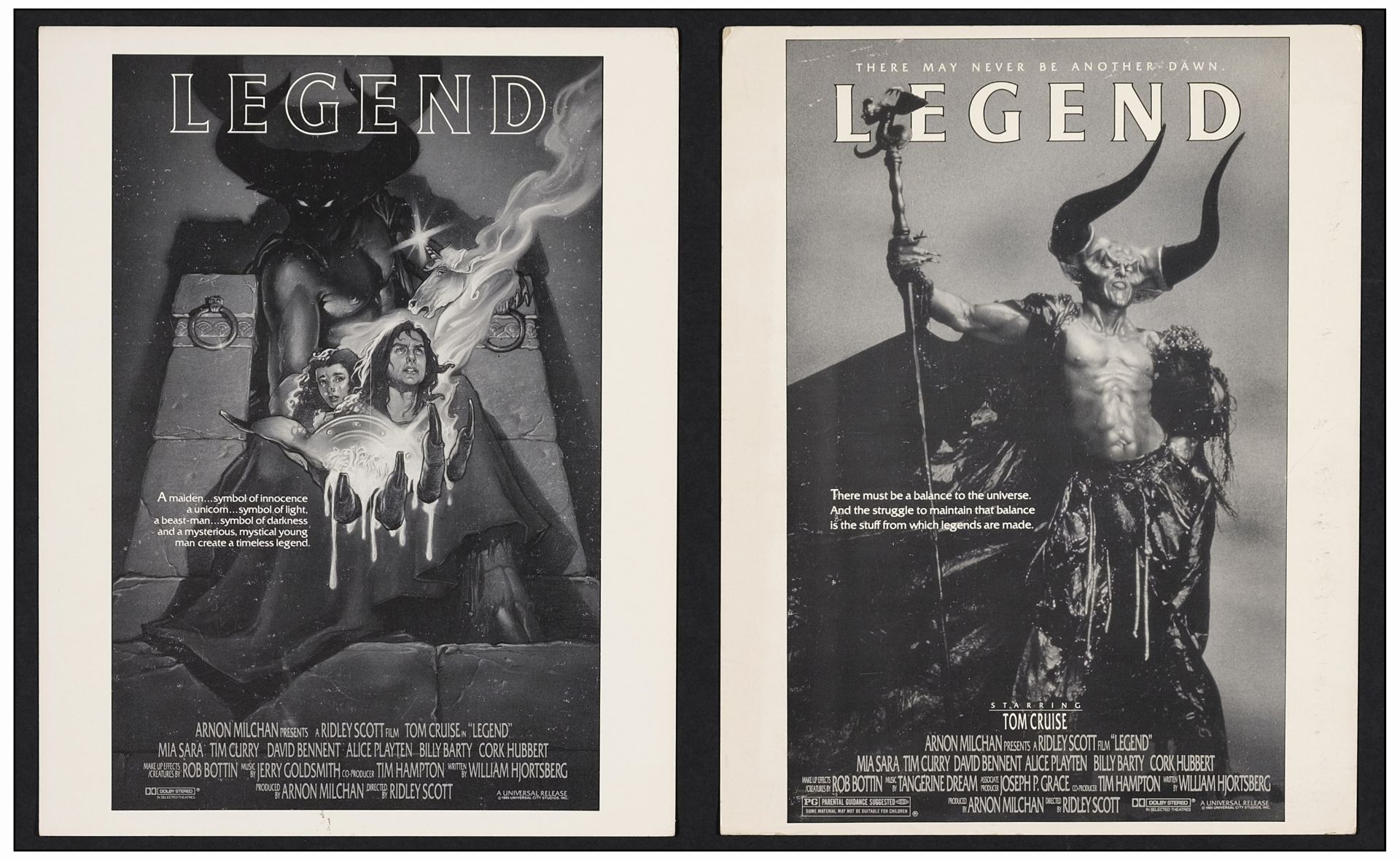 LEGEND - Printed Preliminary Poster Designs (11" x 14"); Very Fine+