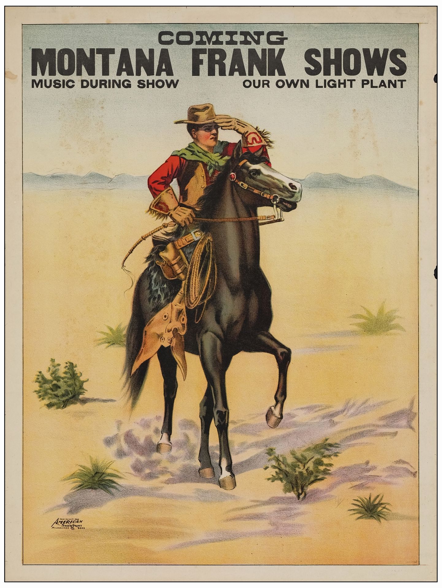 MONTANA FRANK SHOWS - Promotional Poster (21" x 27.5"); Fine+ Rolled