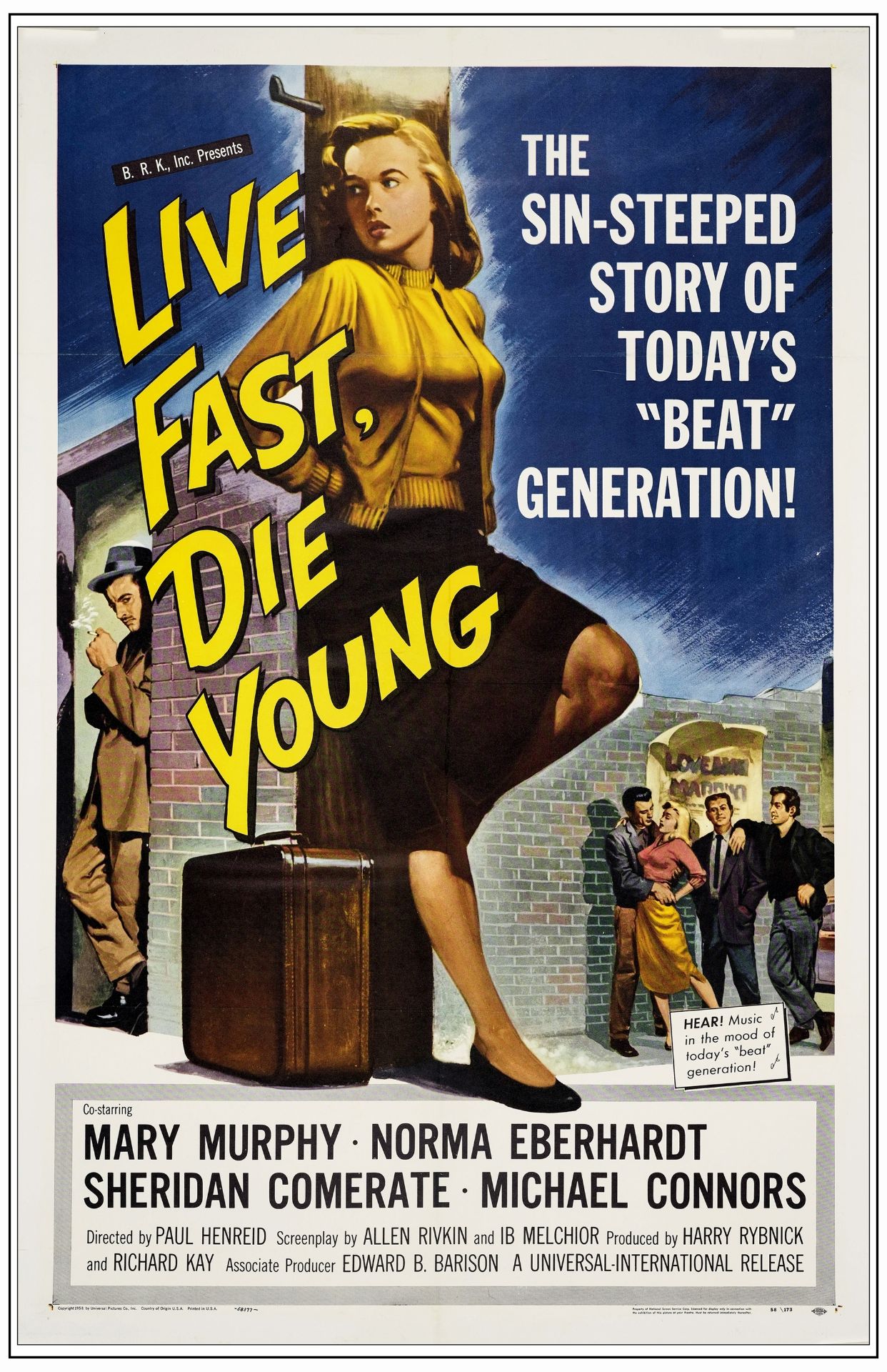 LIVE FAST, DIE YOUNG - One Sheet (27" x 41"); Very Fine+ Folded