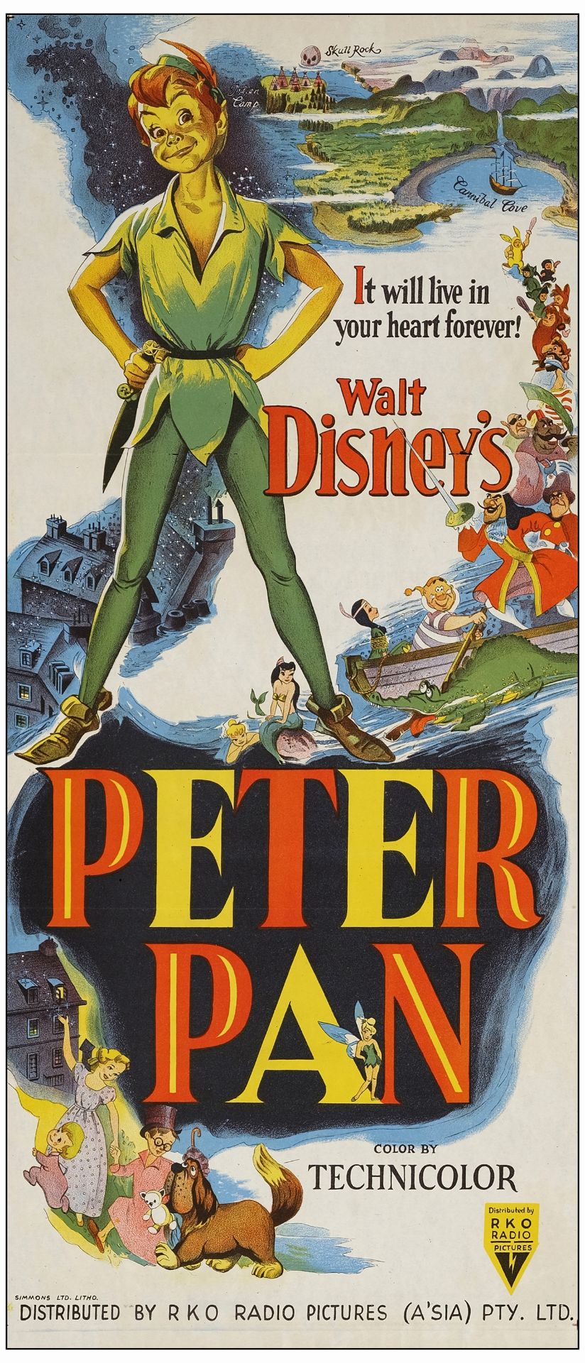 PETER PAN - Full Bleed Australian Daybill (13" x 30' ); Very Fine+ Folded