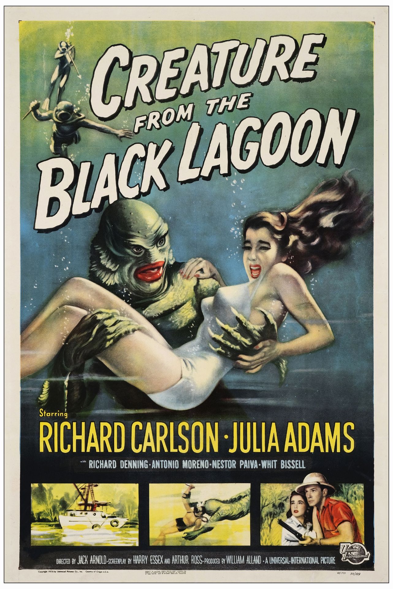 CREATURE FROM THE BLACK LAGOON - One Sheet (27" x 41" ); Very Fine+ on Linen