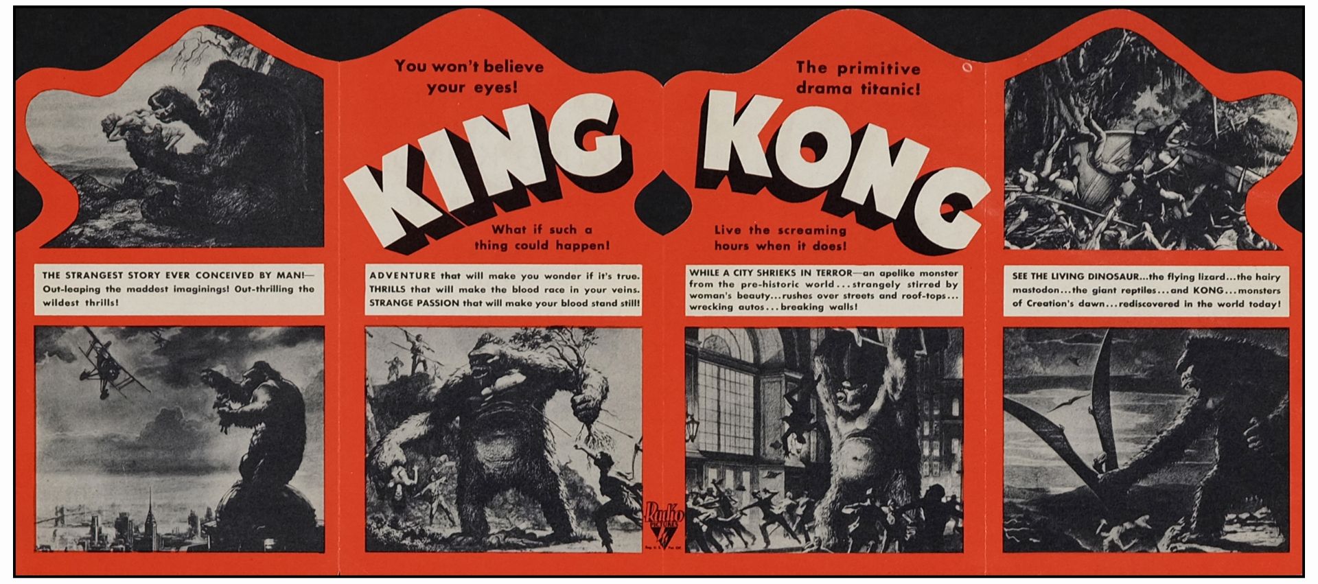 KING KONG - Herald (4" x 7" Folded, 4" x 16" Unfolded); Near Mint Folded - Bild 2 aus 2