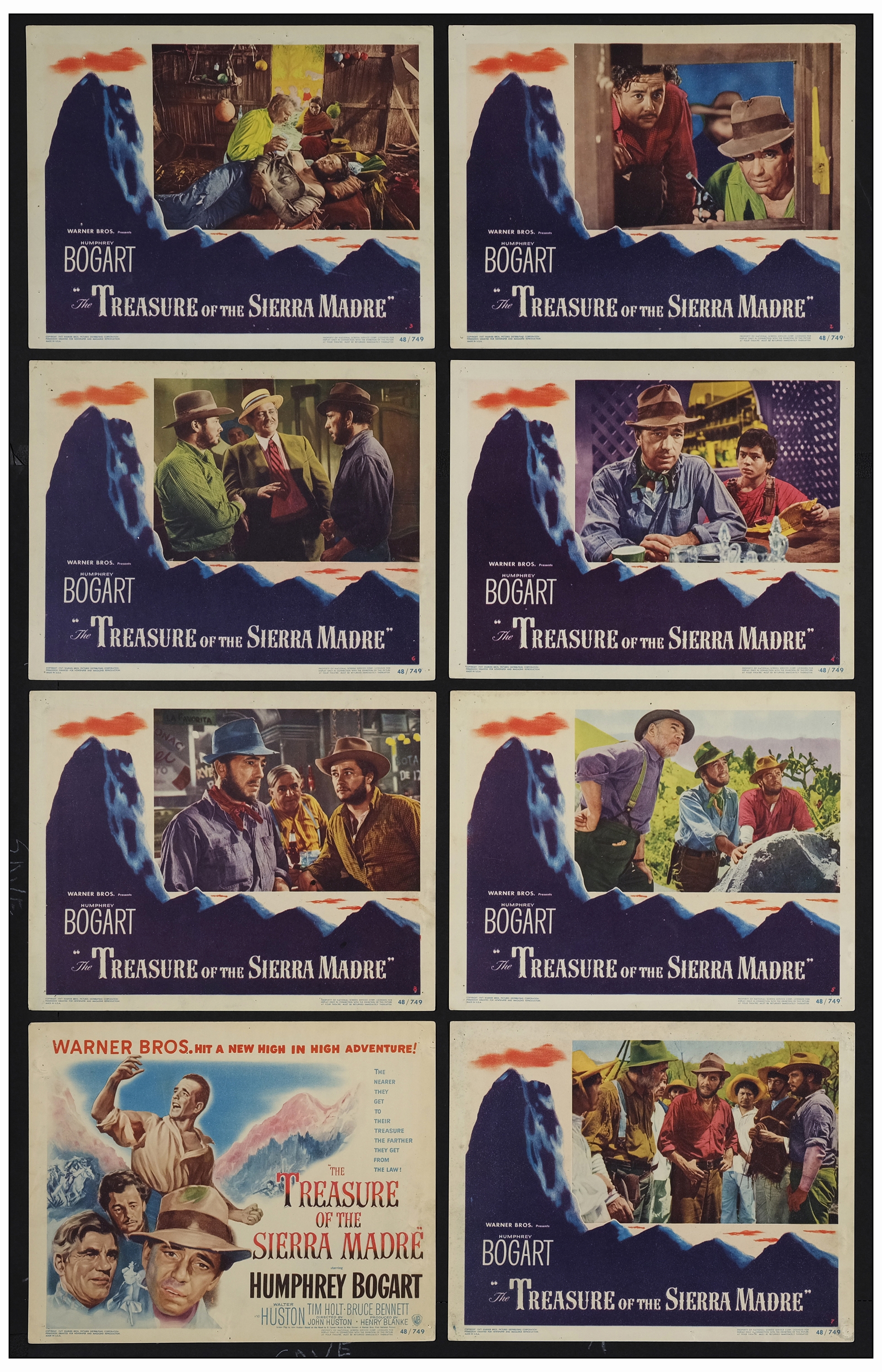 THE TREASURE OF THE SIERRA MADRE - Lobby Card Set of (8) (11" x 14"); Fine+