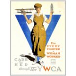 CARE FOR HER THROUGH THE YWCA - WWI Poster (30" x 40"); Very Fine- Rolled