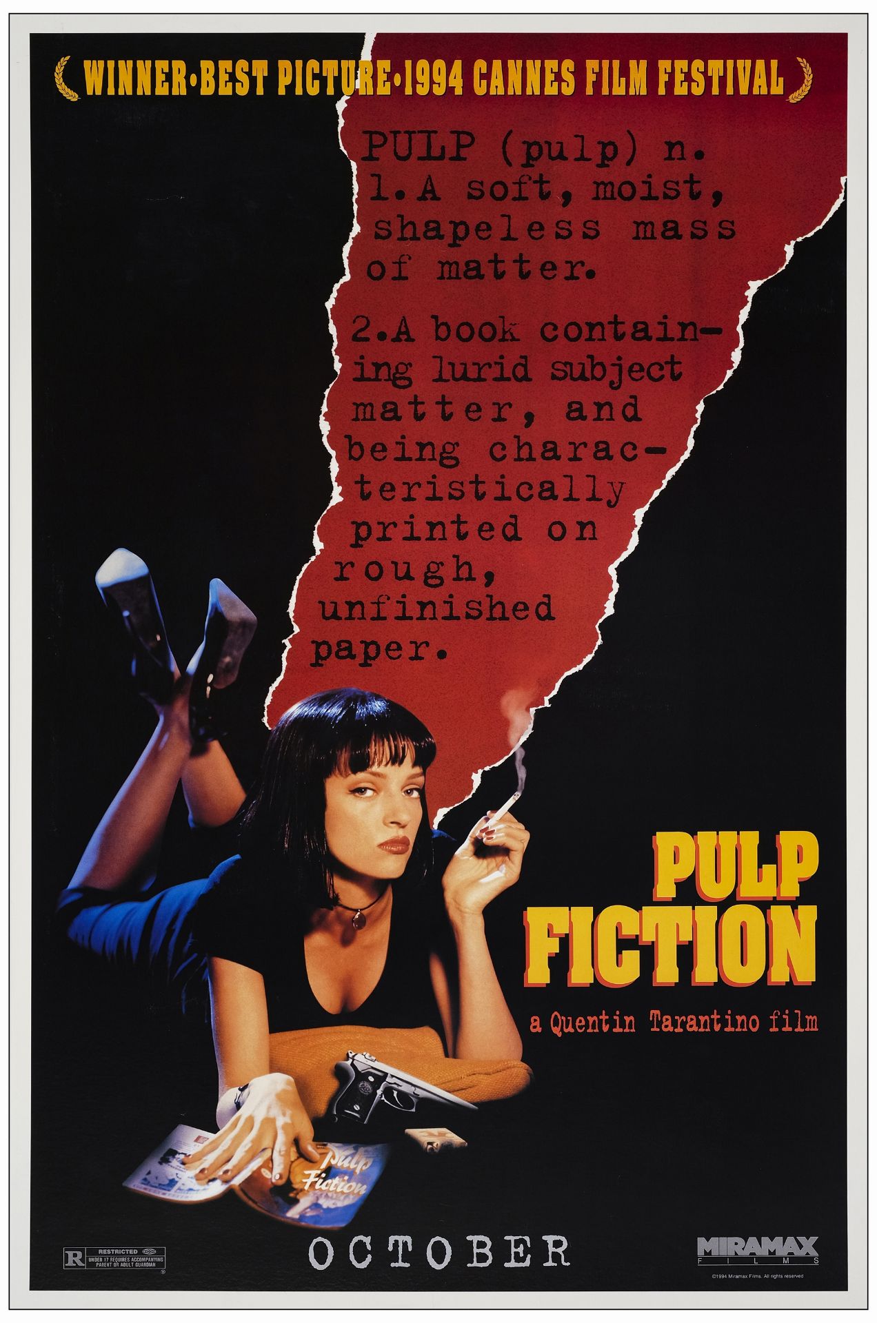 PULP FICTION - One Sheet (27" x 41" ); Advance; Very Fine- on Linen