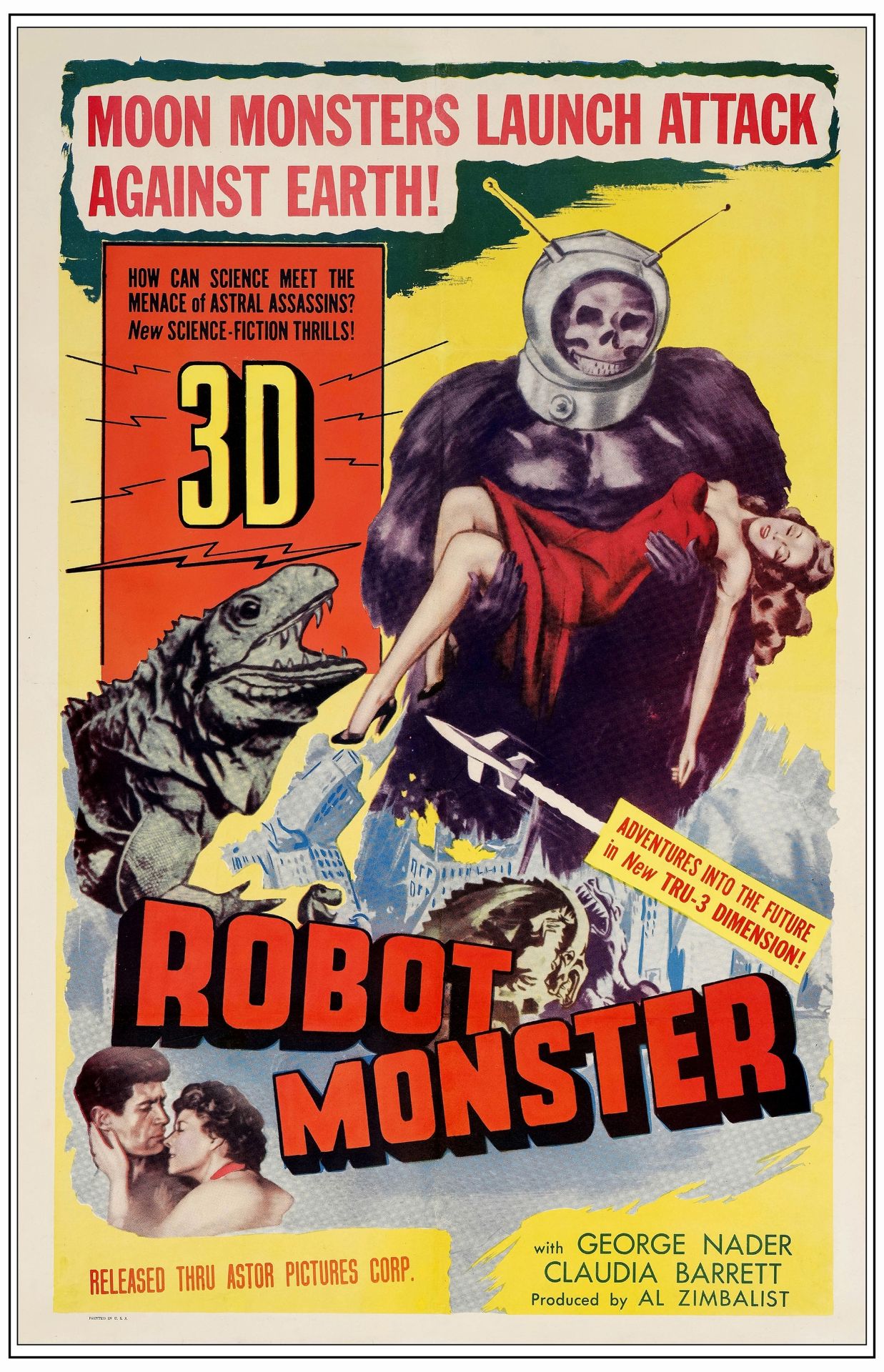 ROBOT MONSTER - One Sheet (27" x 41"); 3-D Style; Very Fine- on Linen