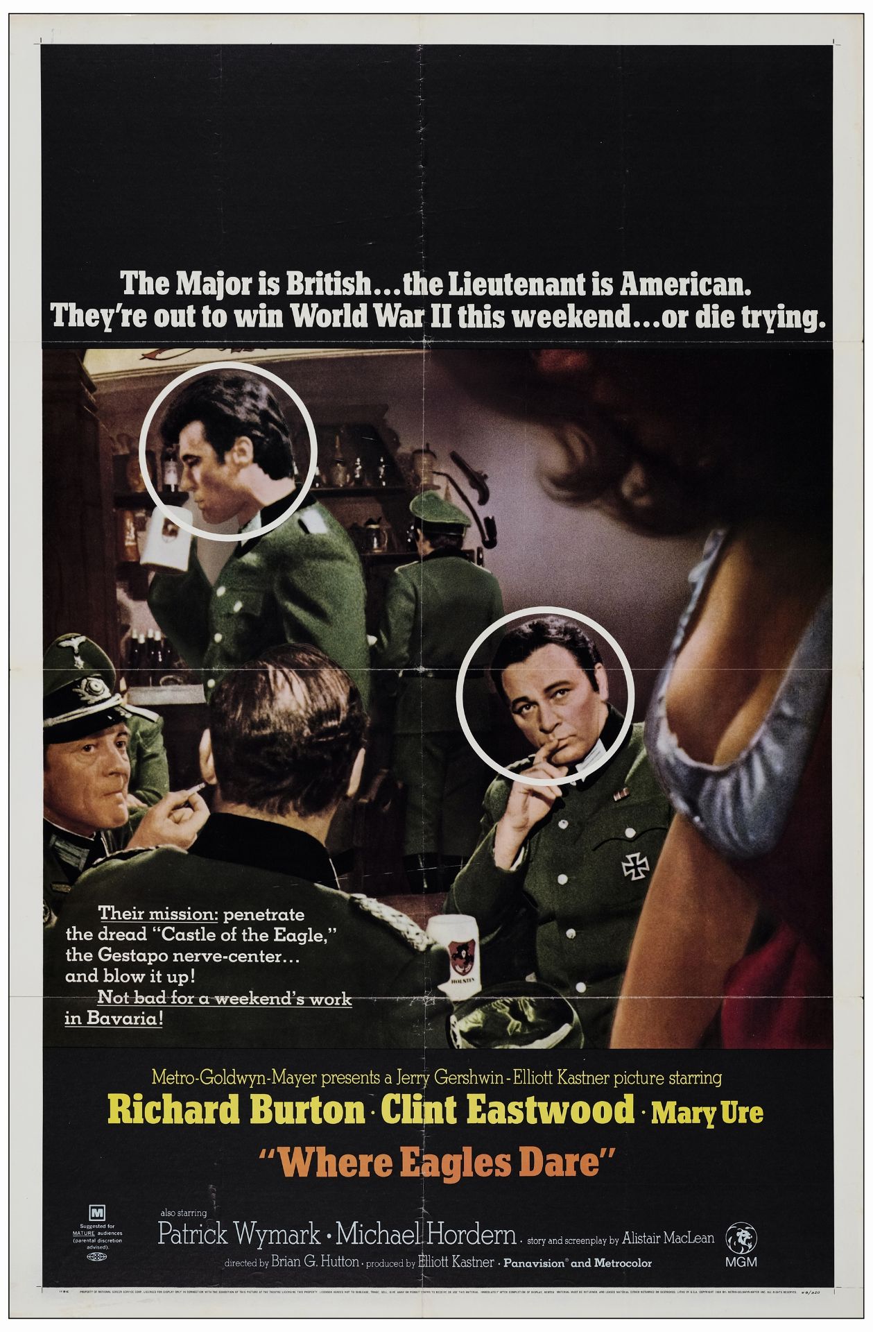 WHERE EAGLES DARE - One Sheet (27" x 41"); Style B; Very Fine- Folded
